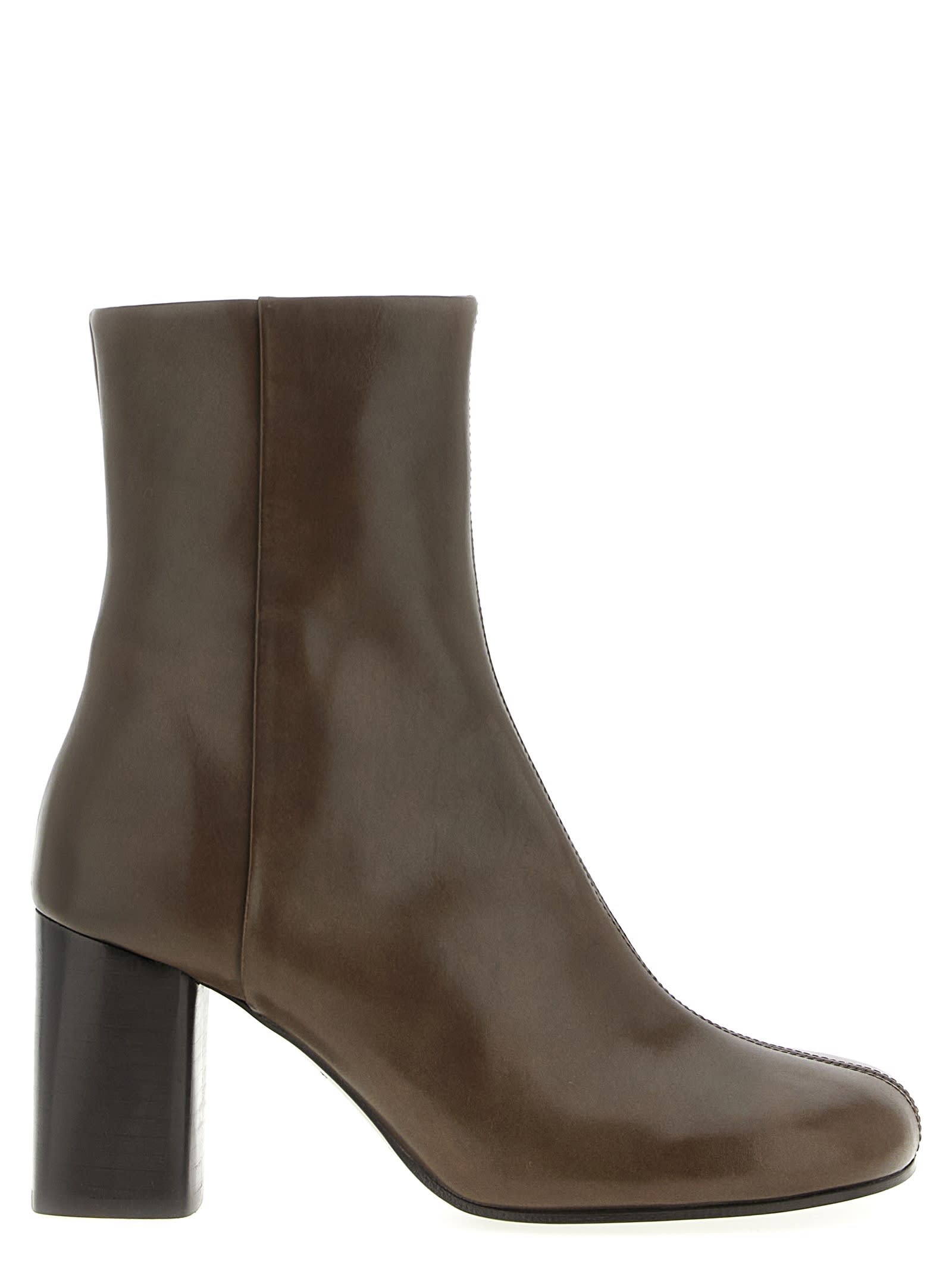 Lemaire Ankle Boots With Block Heel And Round Toe In Brown