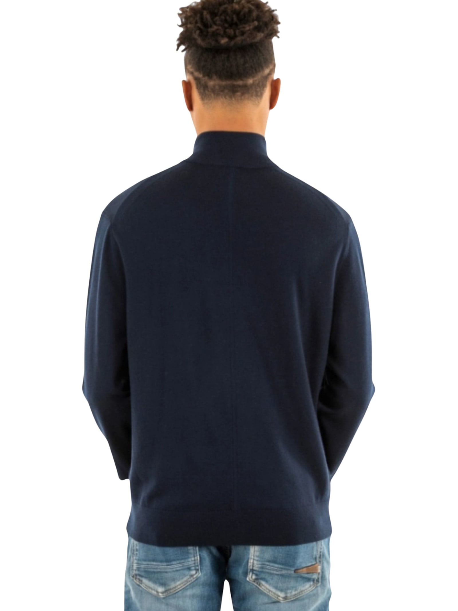 Calvin Klein Wool Crewneck Sweater Featuring Ribbed Cuffs And Hem In Blue