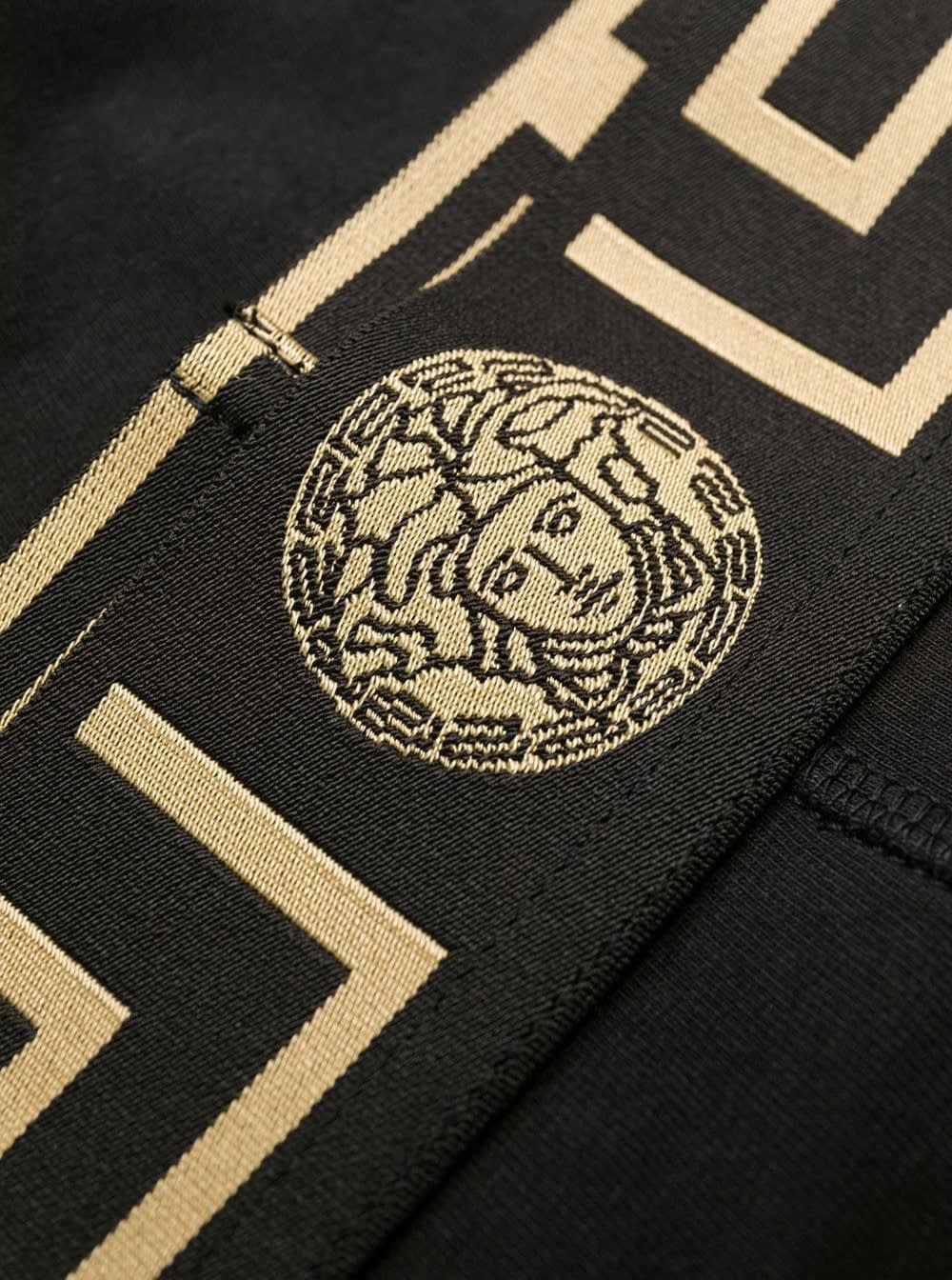 Shop Versace Mens Set Of Two Black Cotton Briefs With Greek Detail