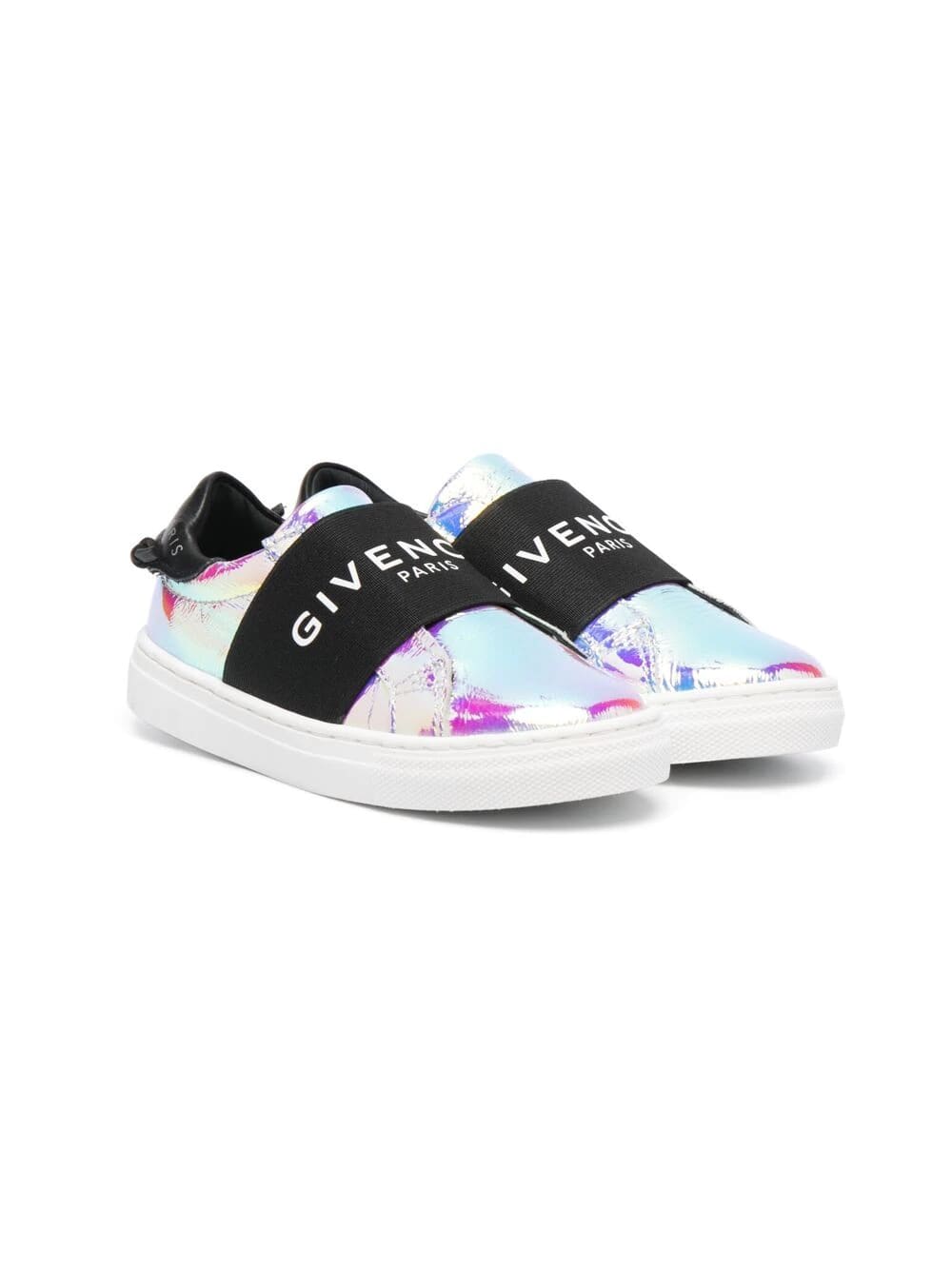 Givenchy Babies' Iridescent Urban Street Kid Sneakers With Band In Bianco