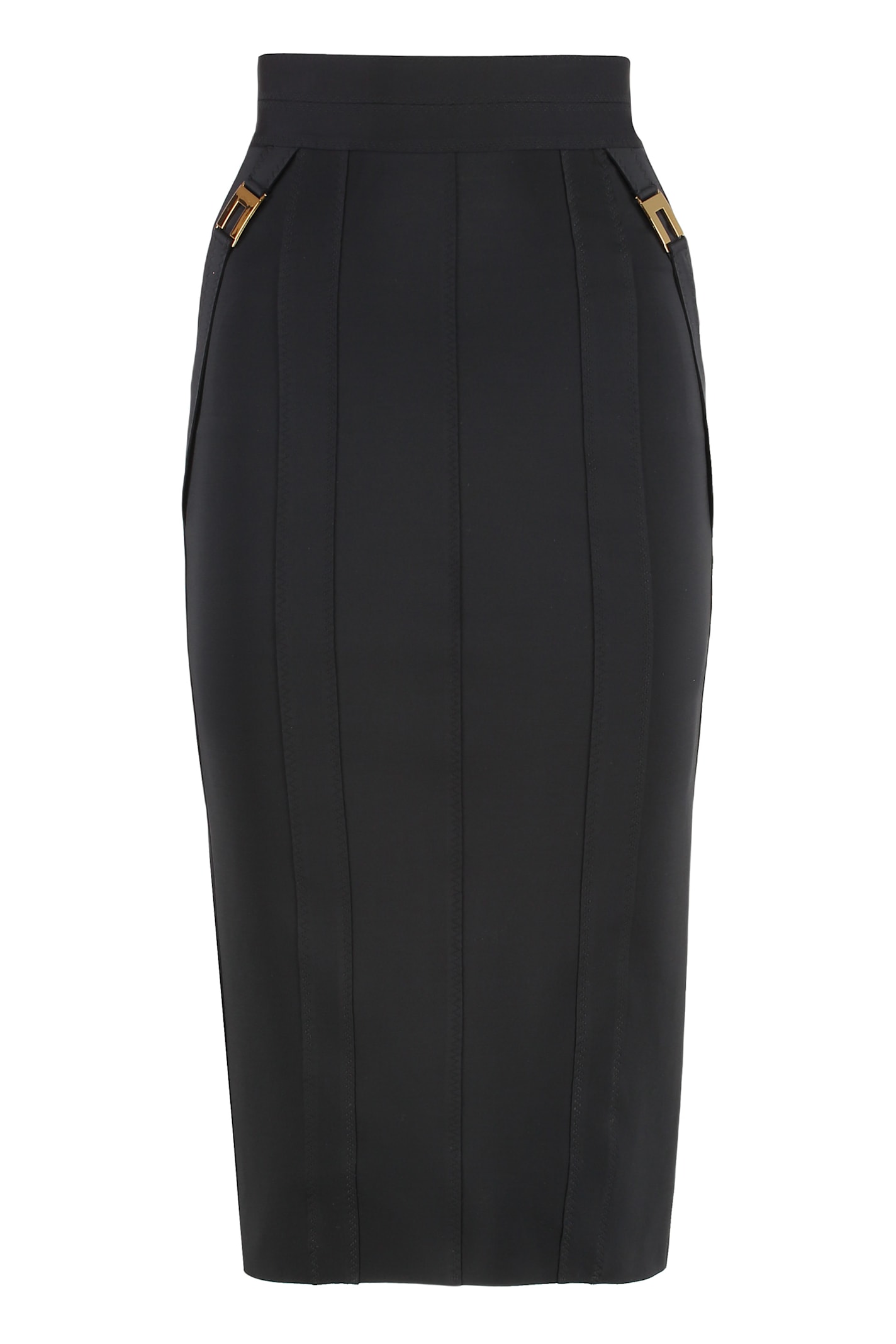 Elisabetta Franchi Gonna In Stretch Fabric With Jewel Logo In Black