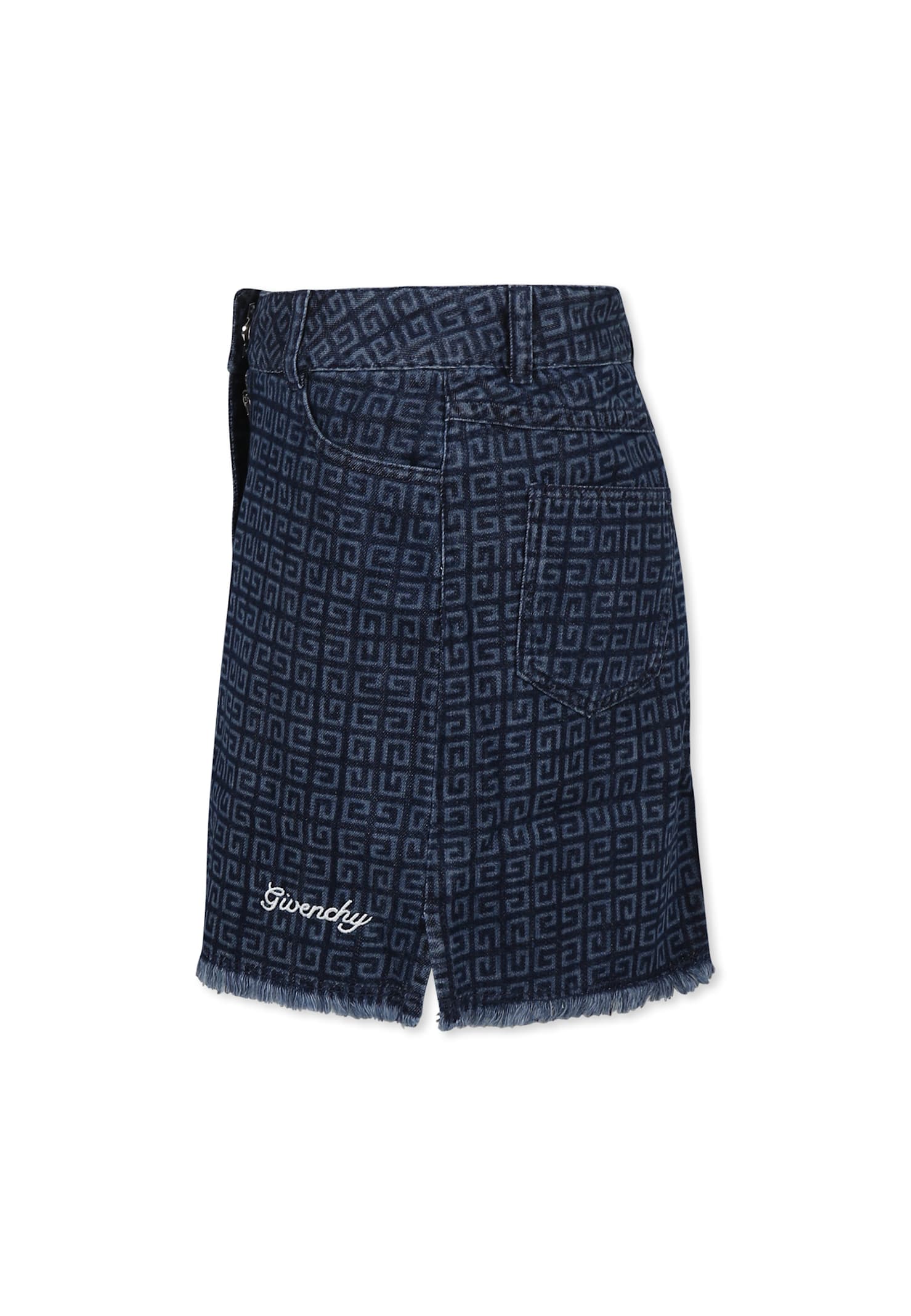 Givenchy Denim Skirt For Girl With 4g Motif In Denim