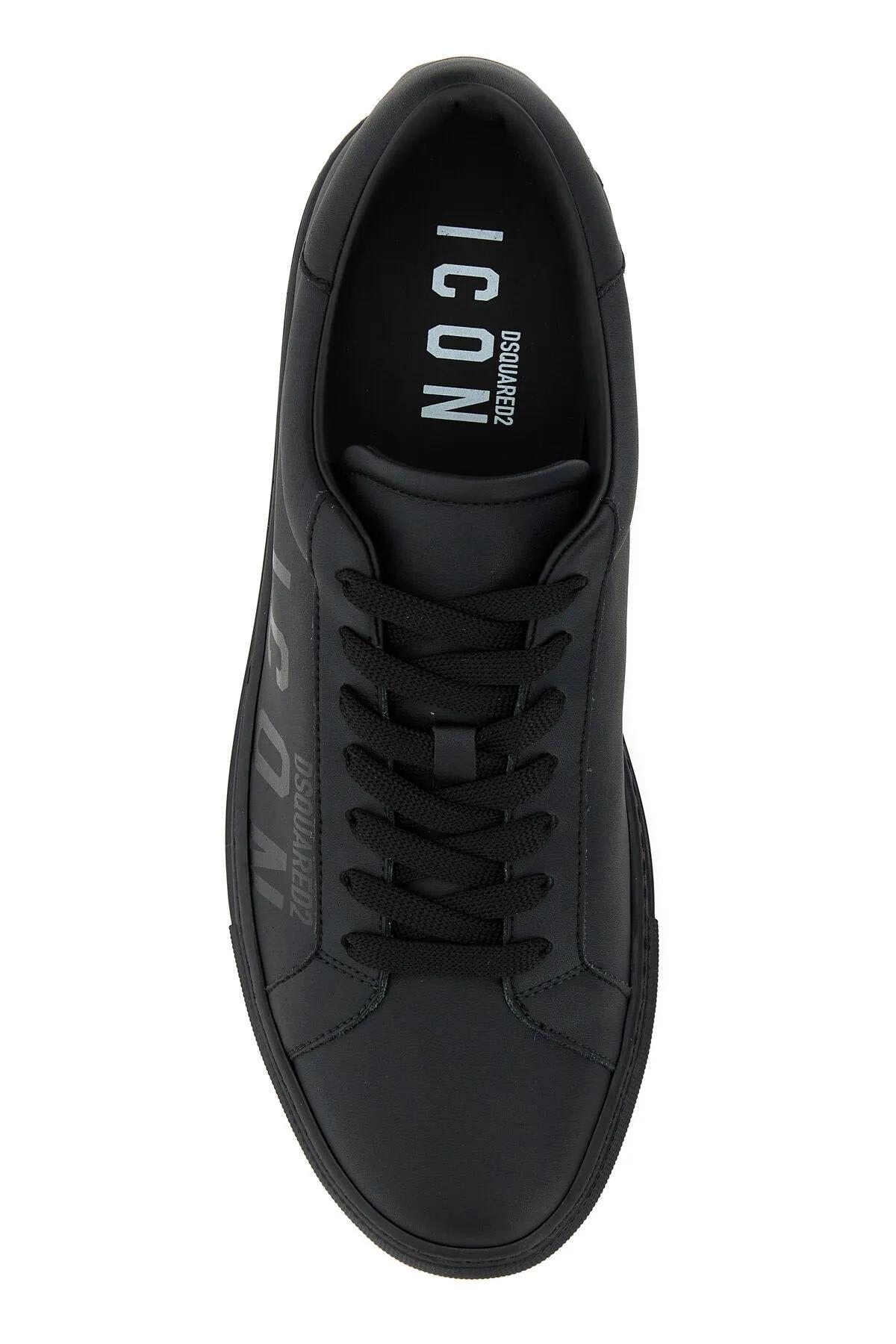 DSQUARED2 BLACK LEATHER CASSETTA SNEAKERS 