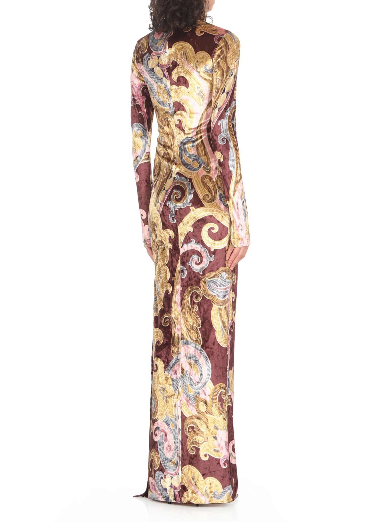 Shop Etro Velvet Dress In Brown