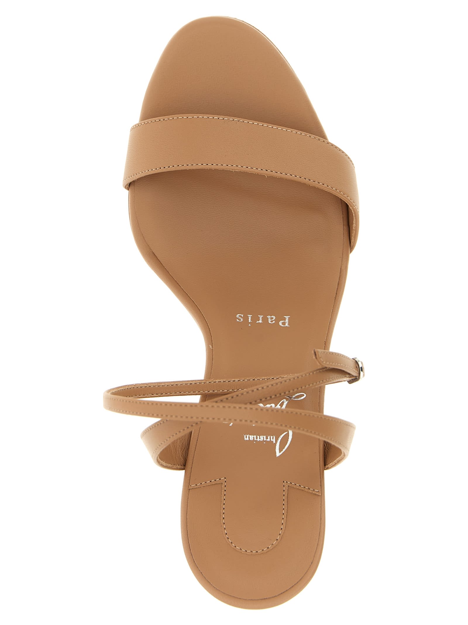 Christian Louboutin Miss Z Leather Red Sole Sandals In Brown