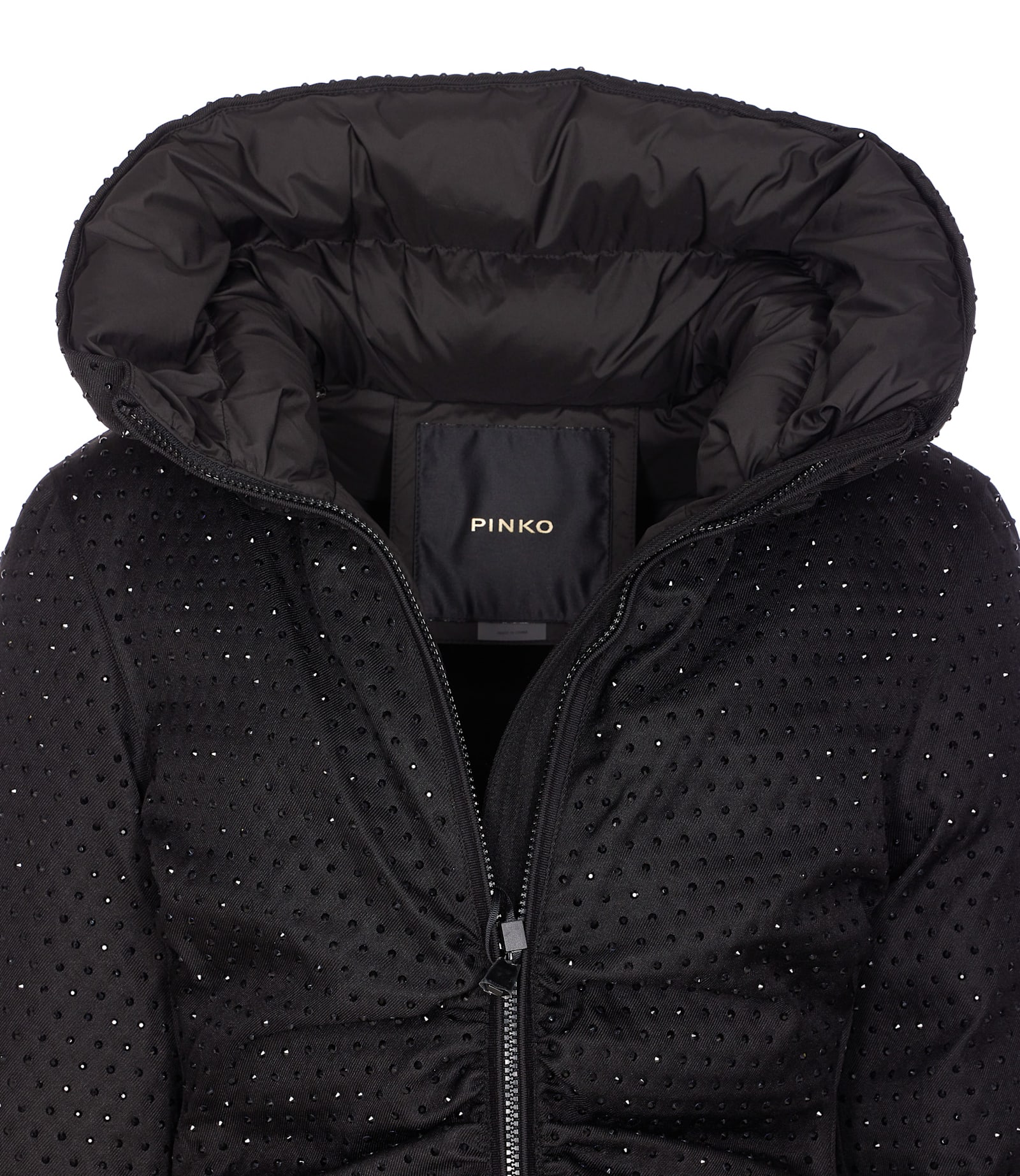 Pinko Strass-embellished High-neck Jacket In Black