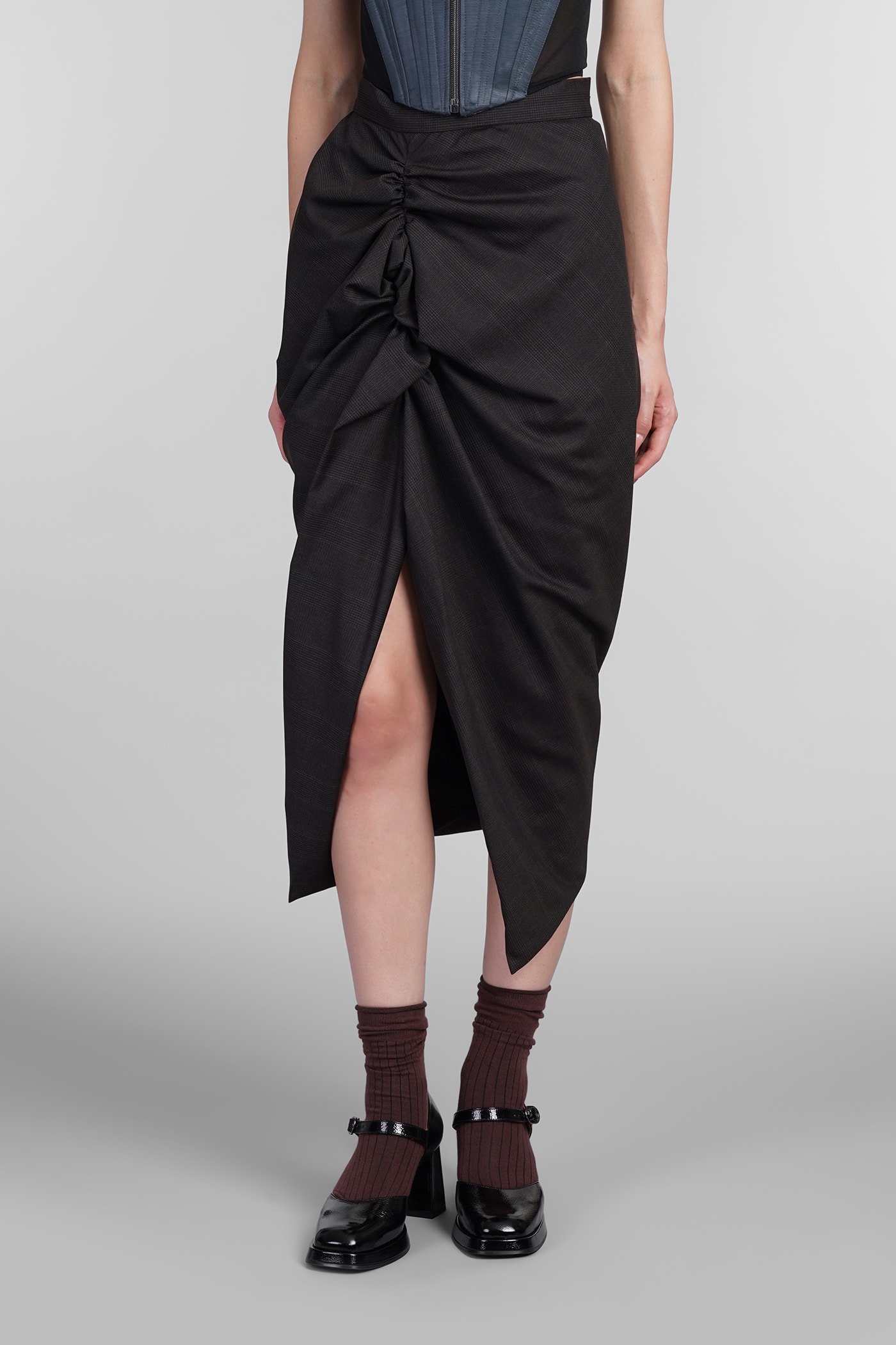 VIVIENNE WESTWOOD SKIRT IN BROWN WOOL 