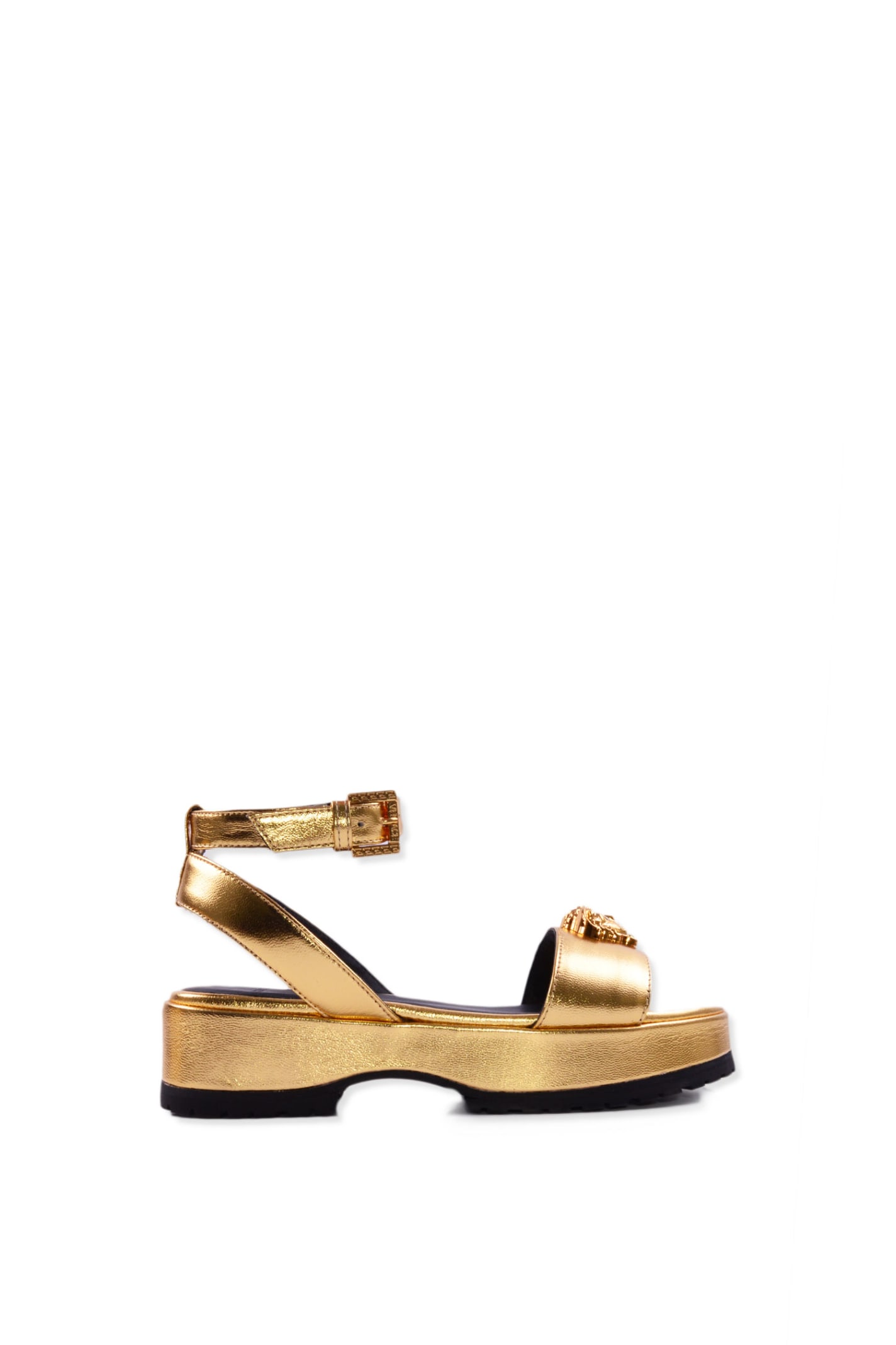 Versace Kids' Girls Gold Leather Sandals