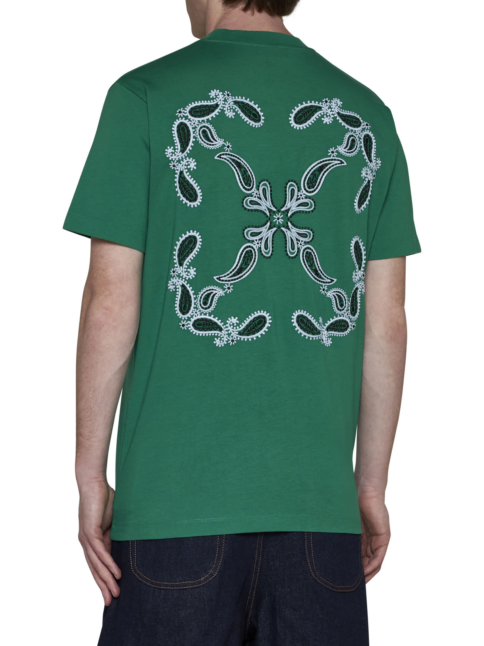 Shop Off-white T-shirt In Green White