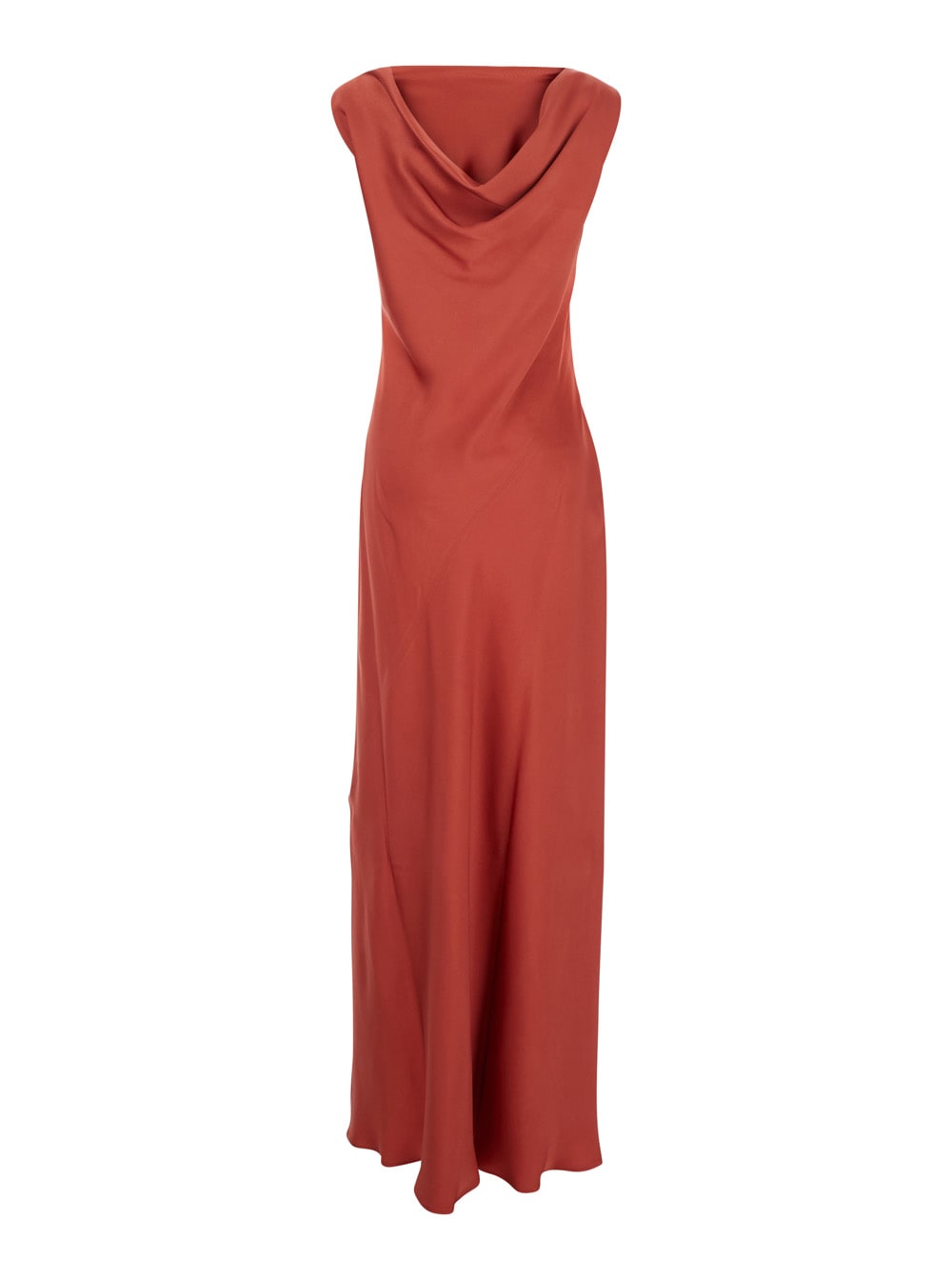 Antonelli 'mara' Red Long Dress With Boat Neckline And Side Slit In Red