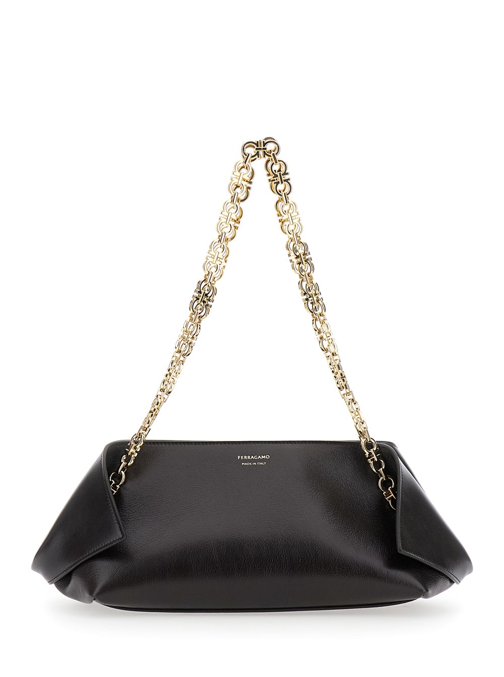 Ferragamo Brown Shoulder Bag With Logo Strap And Logo Lettering On The Front In Leather Woman In Brown