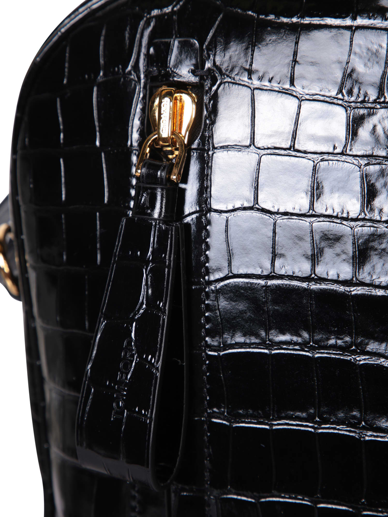 Shop Tom Ford Black Croco Bowling Bag