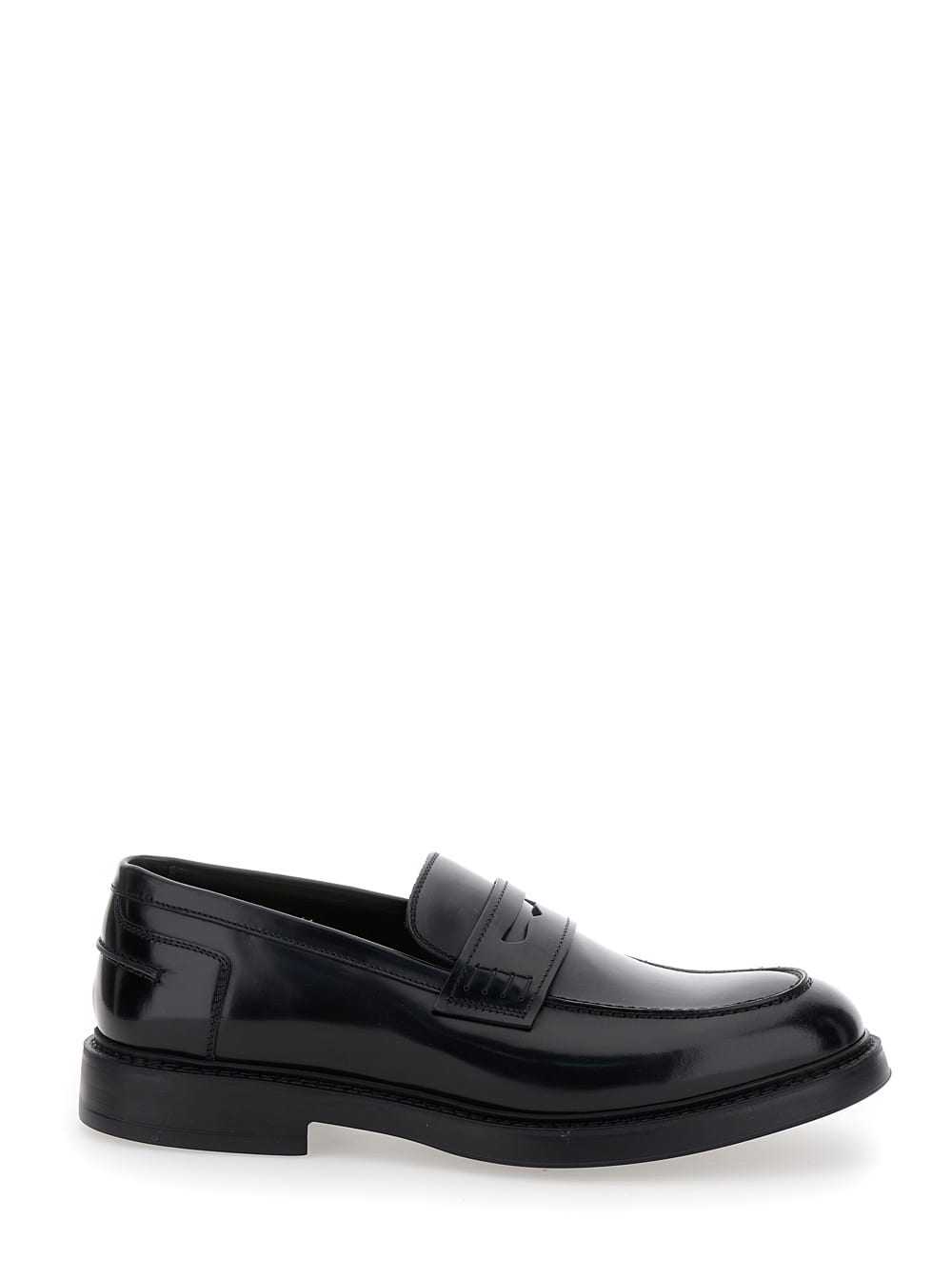 Shop Doucal's Adler Black Slip-on Loafers In Smooth Leather Man In Nero