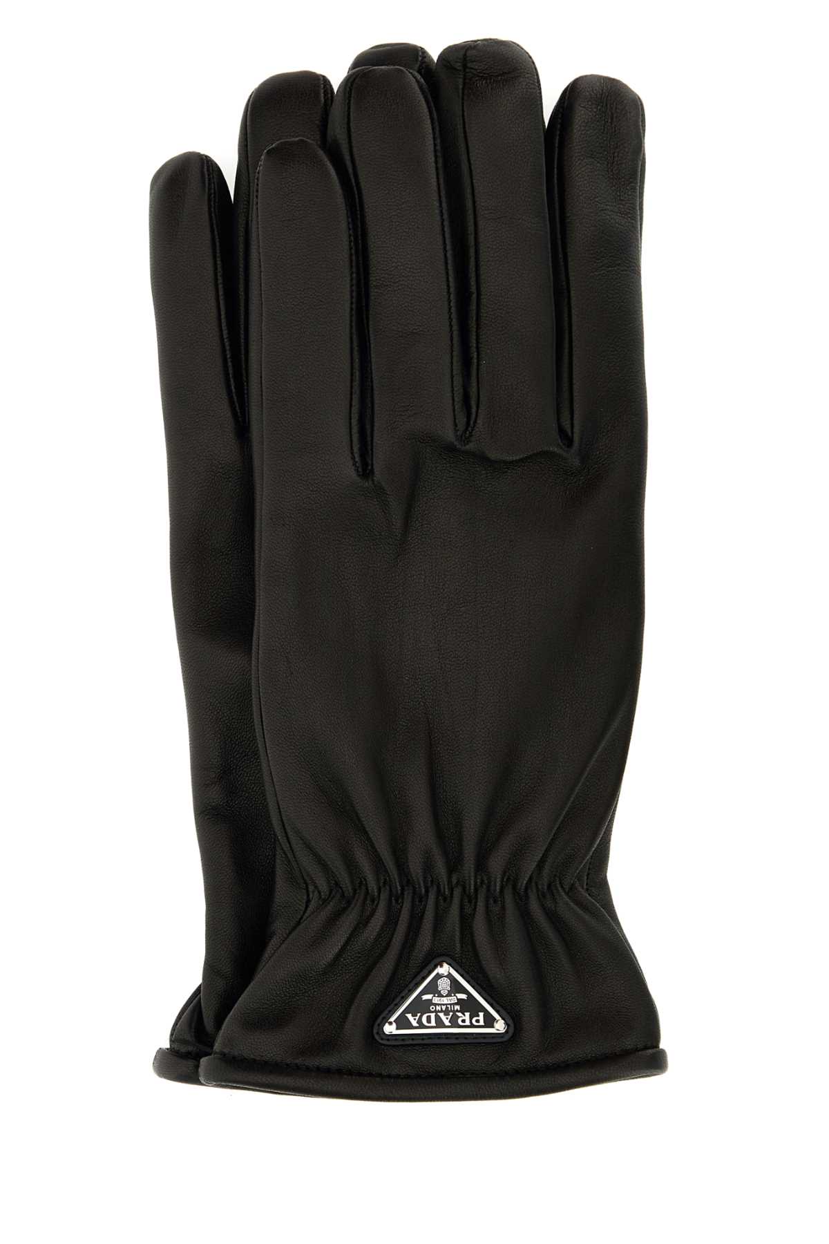 PRADA BLACK NAPPA LEATHER GLOVES 