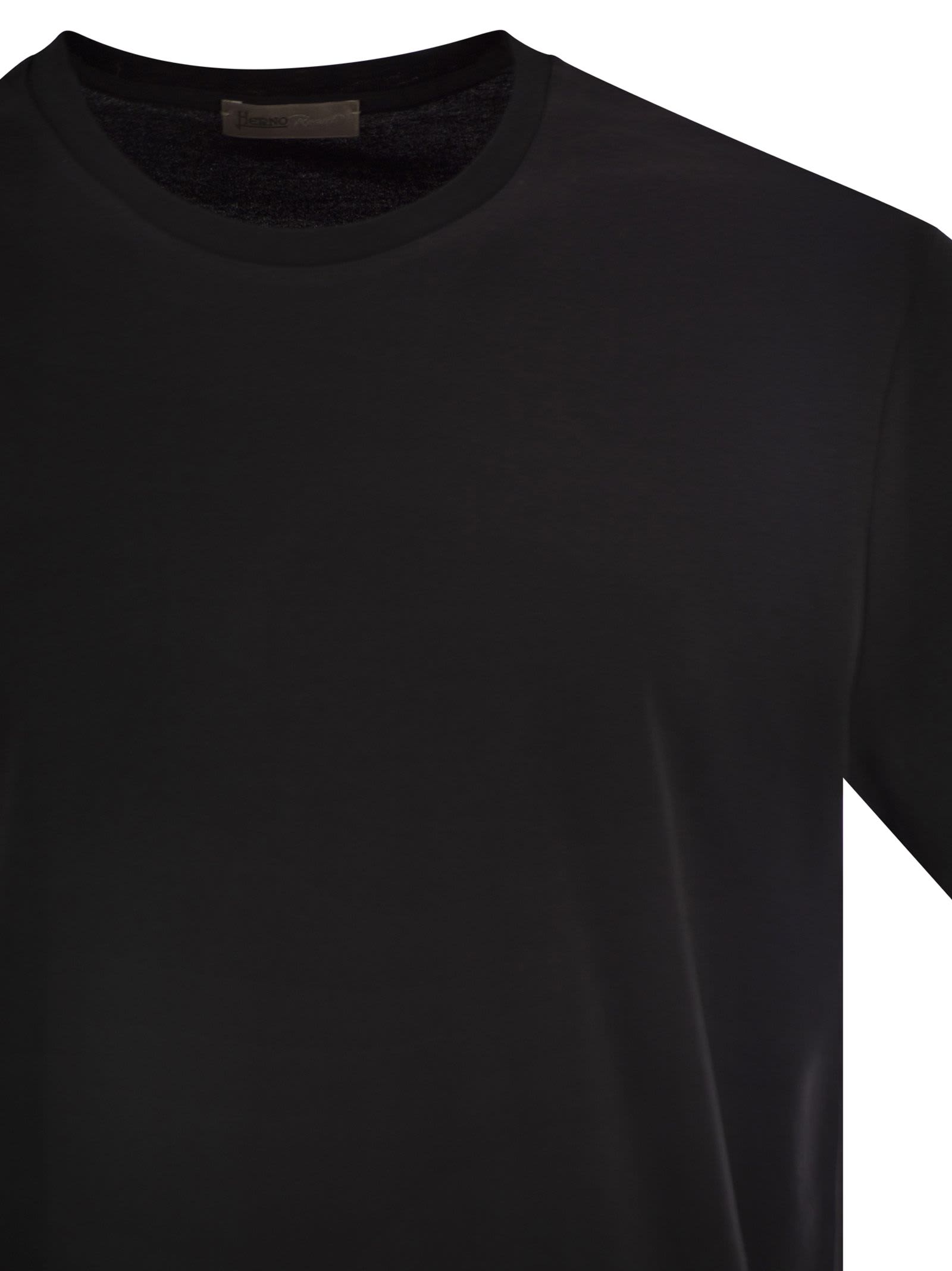 Herno Men Resort T-shirt In Cotton And Light Stretch Nylon In Black