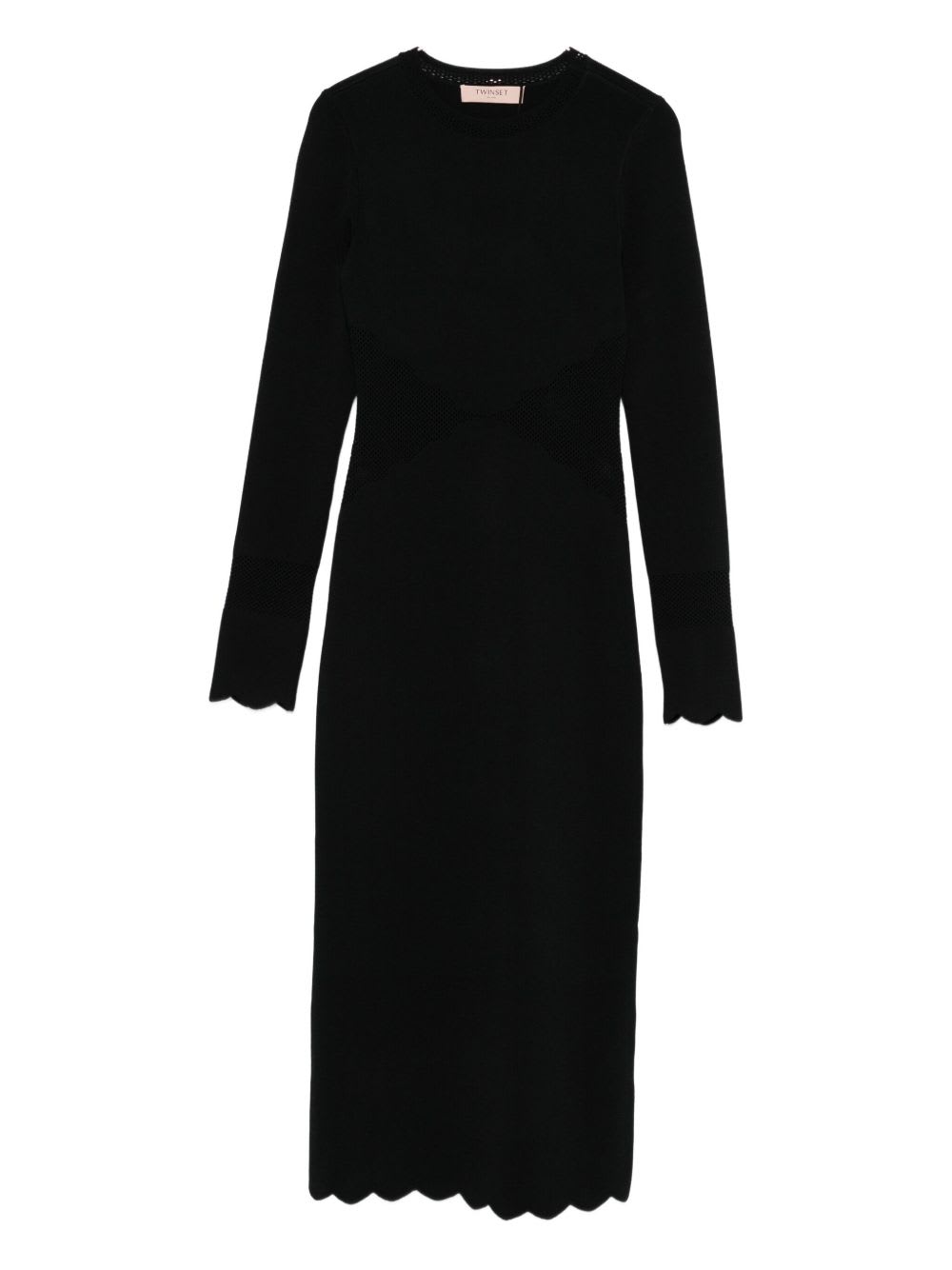Twinset Dress With Scalloped Edge In Black