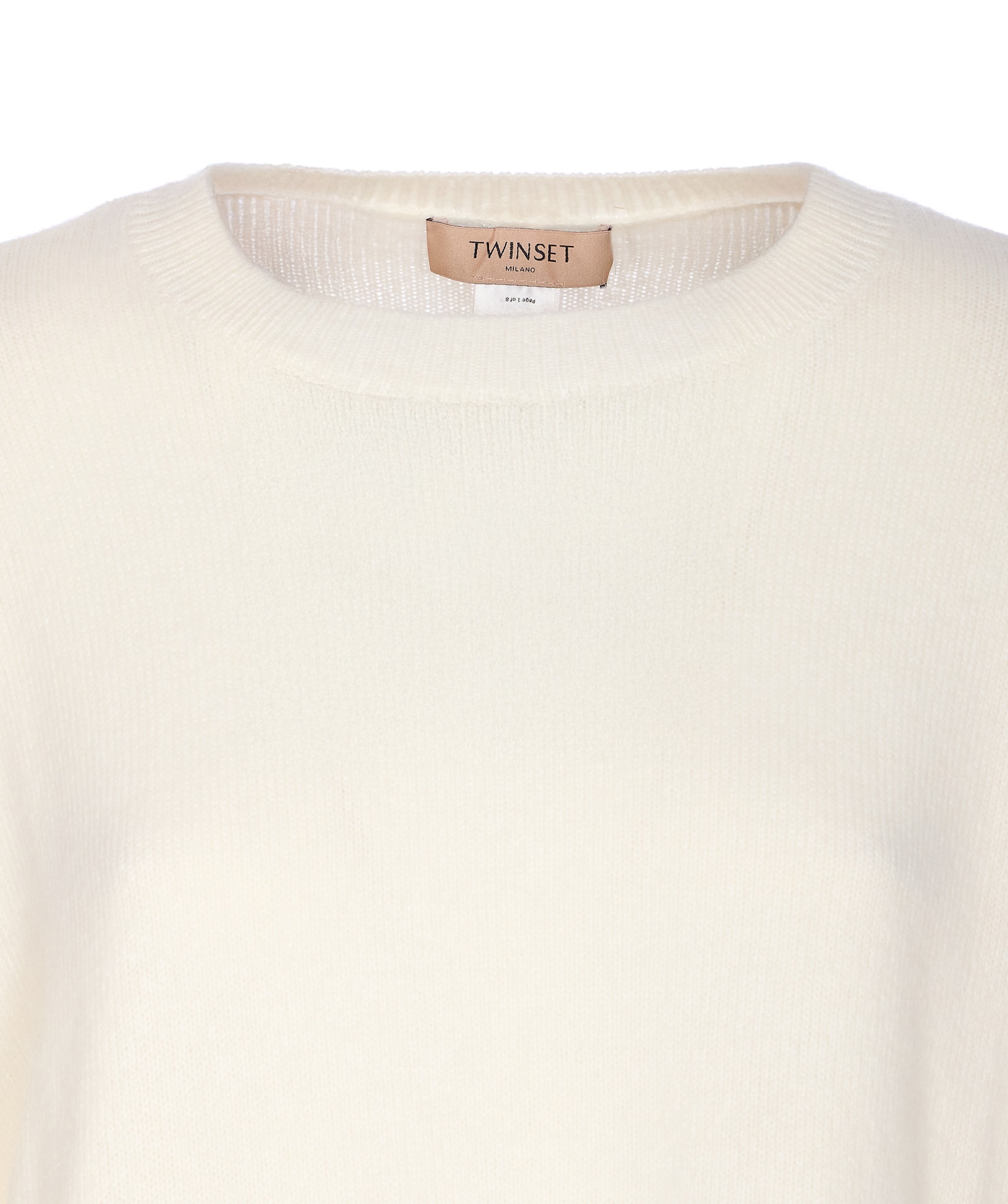 Twinset Lace Insert Sweater In Neutral