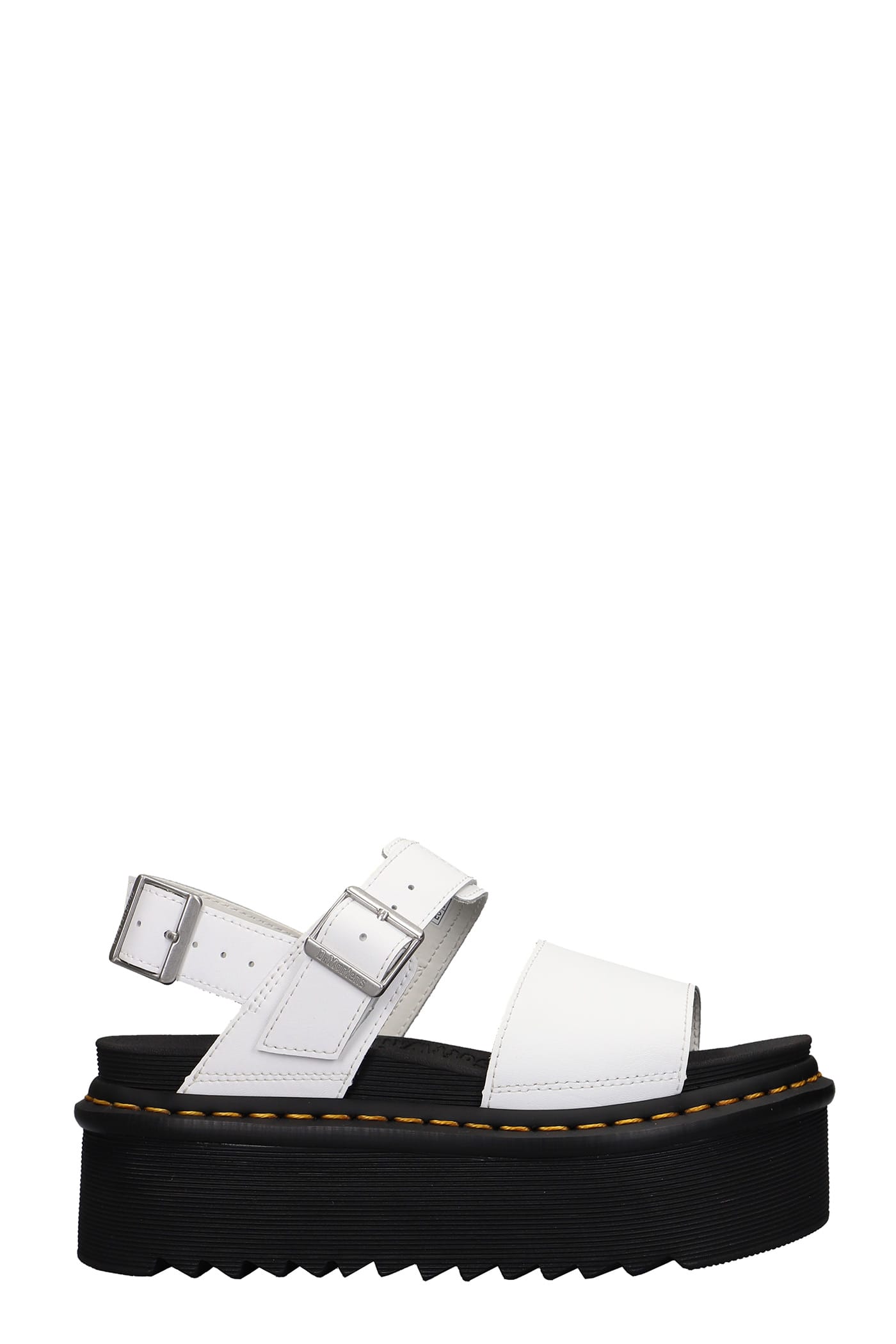 Dr. Martens Voss Quad Sandals In White Leather