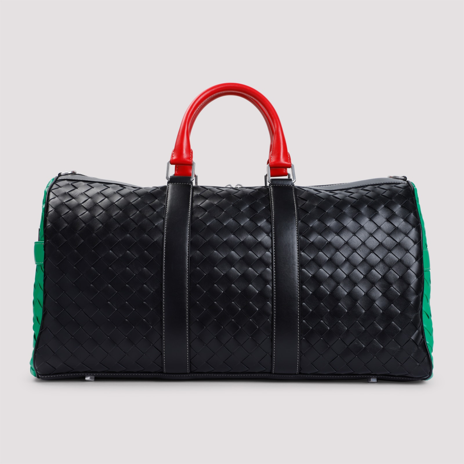 Shop Bottega Veneta Colorblock Duffle In Black Parakeet