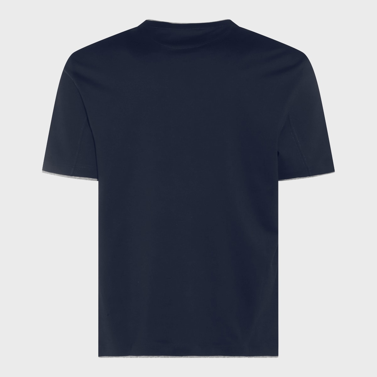 Shop Brunello Cucinelli Dark Blue Silk And Cotton T-shirt
