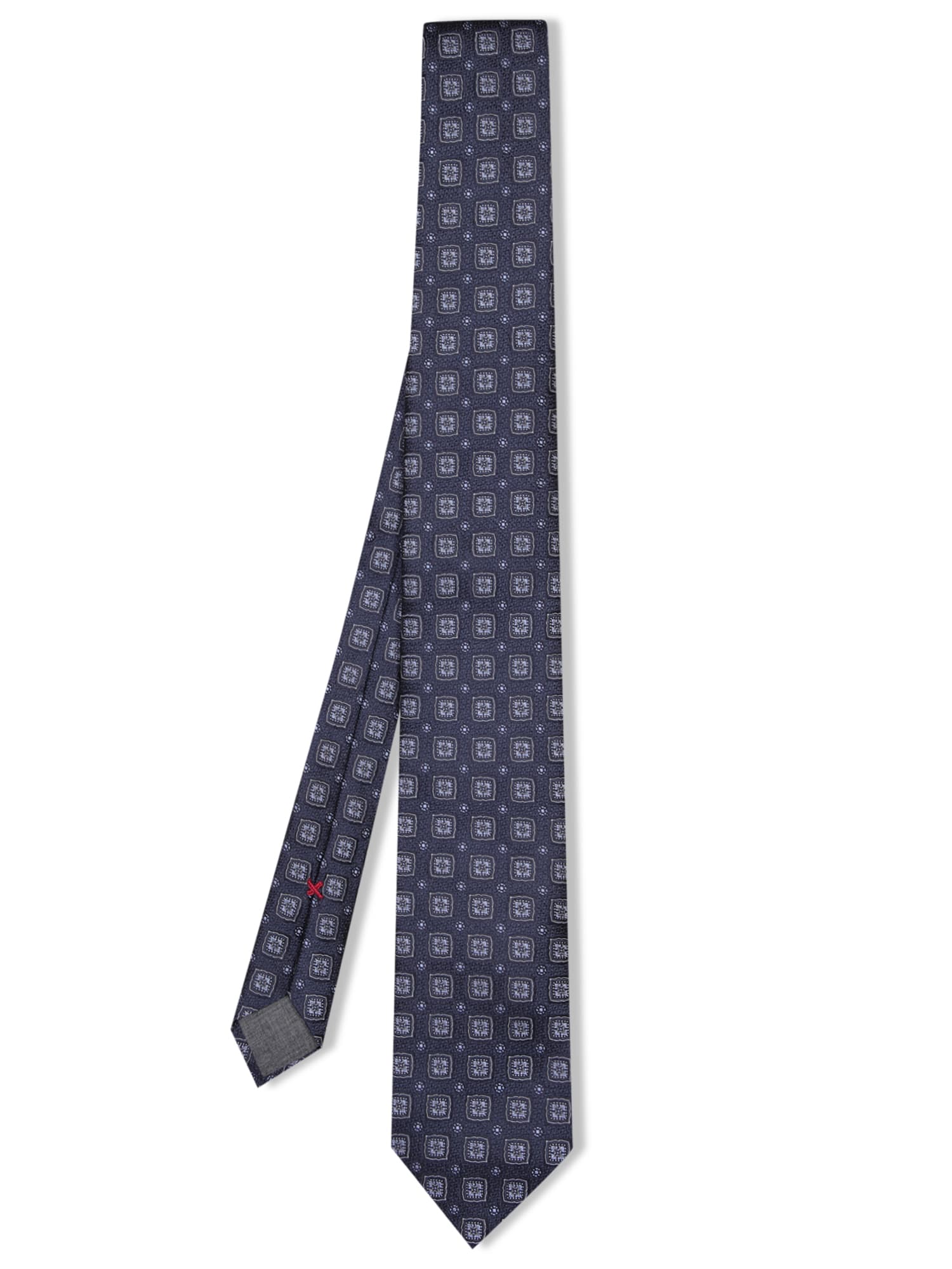 Shop Brunello Cucinelli Blue Geometric Tie