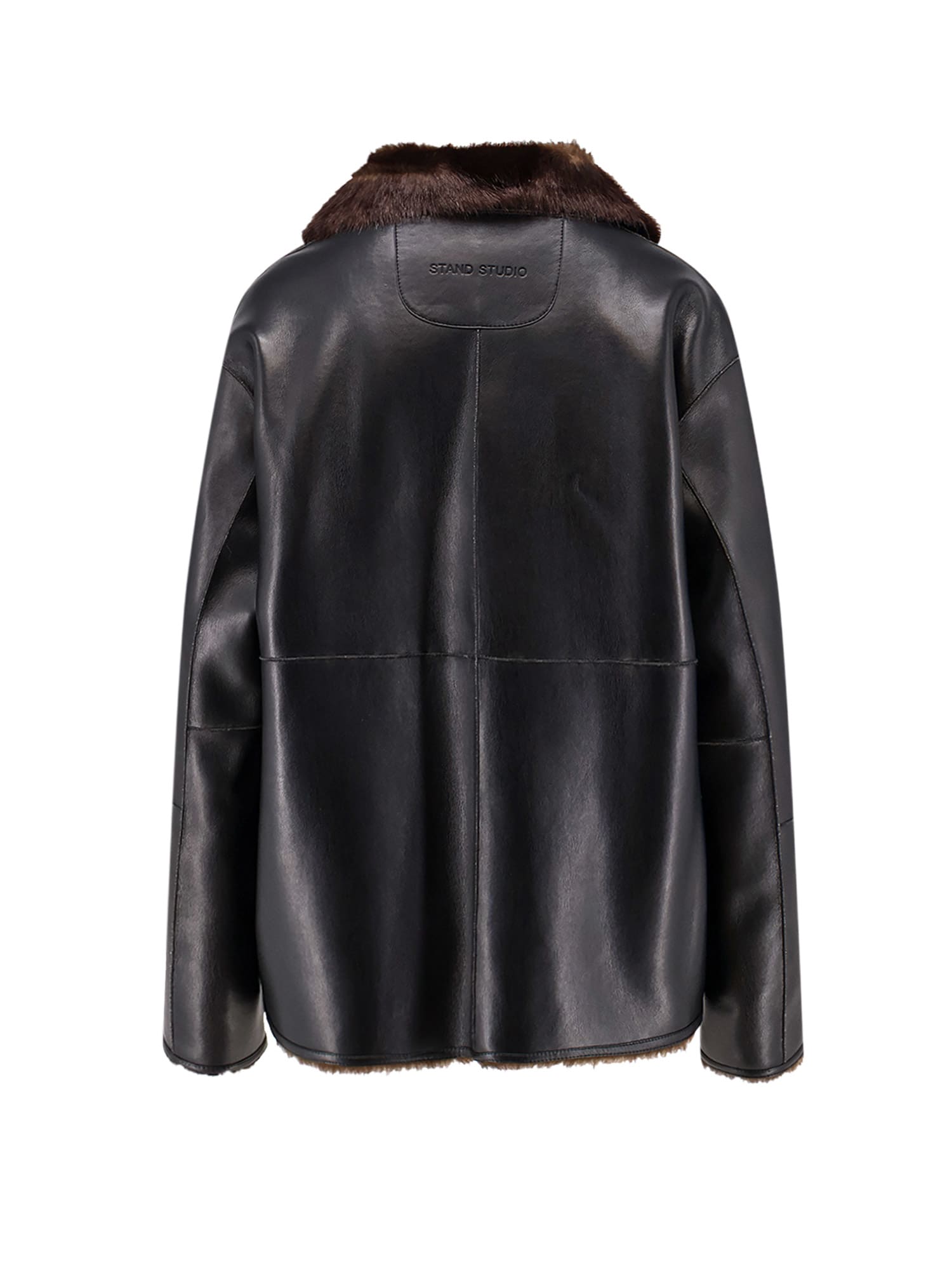 Stand Studio Reversible Jacket With High Collar And Plush Lining In Multi