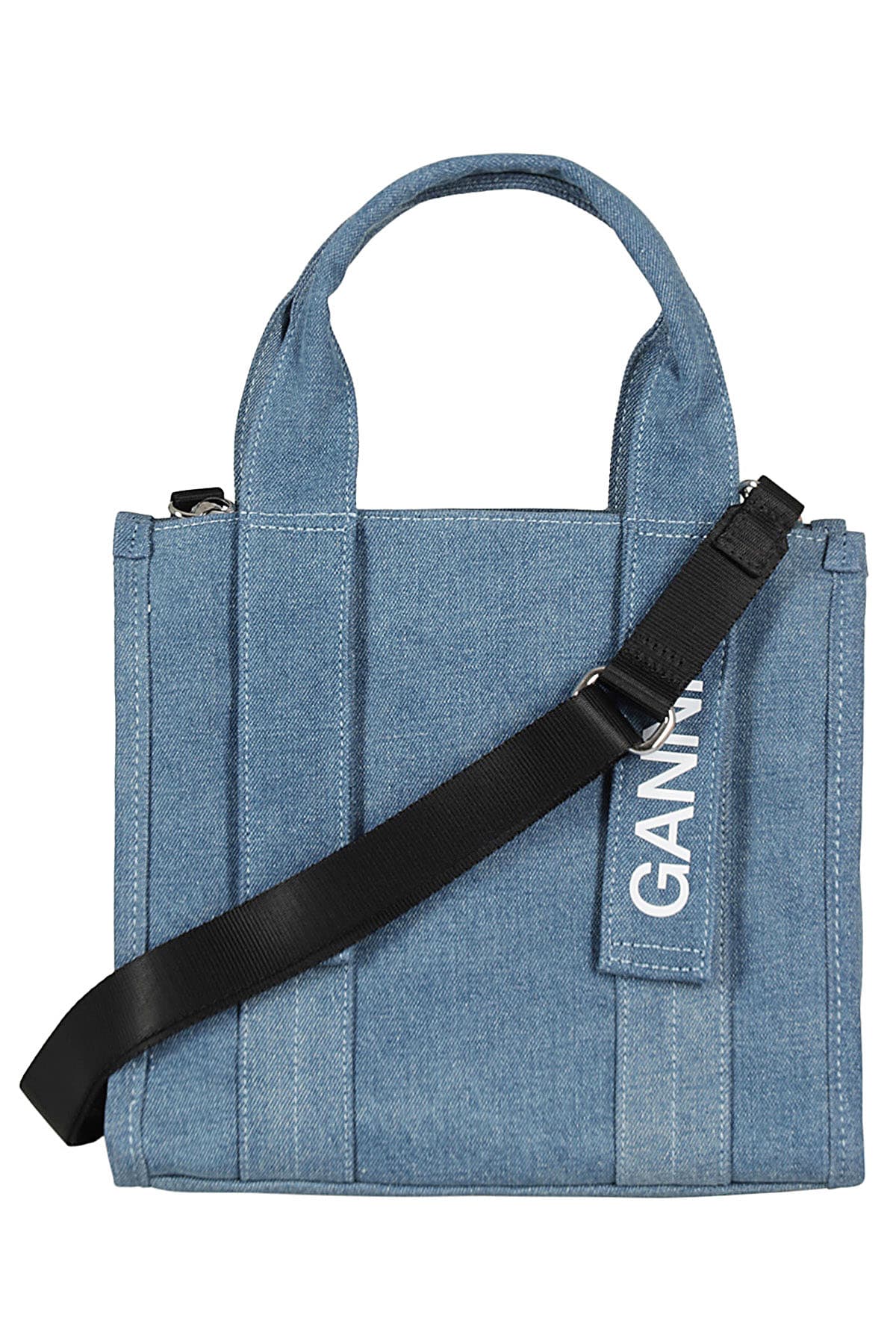 Shop Ganni Recycled Tech Small Tote Denim