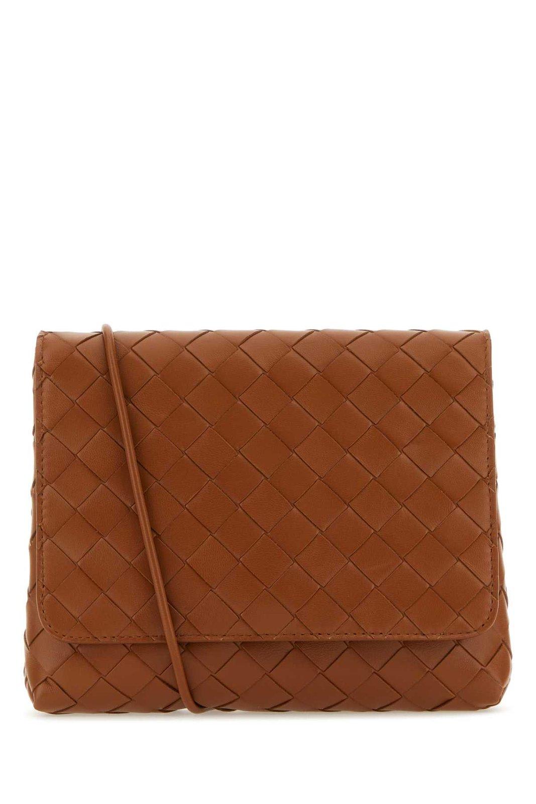 Shop Bottega Veneta Mini Intrecciato Crossbody Bag In Woodgold