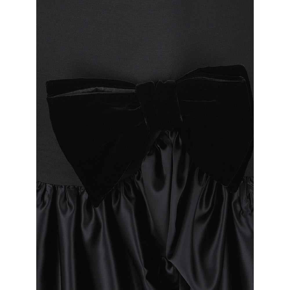 Valentino Garavani Bow Detail Wool And Silk Mini Dress In Black