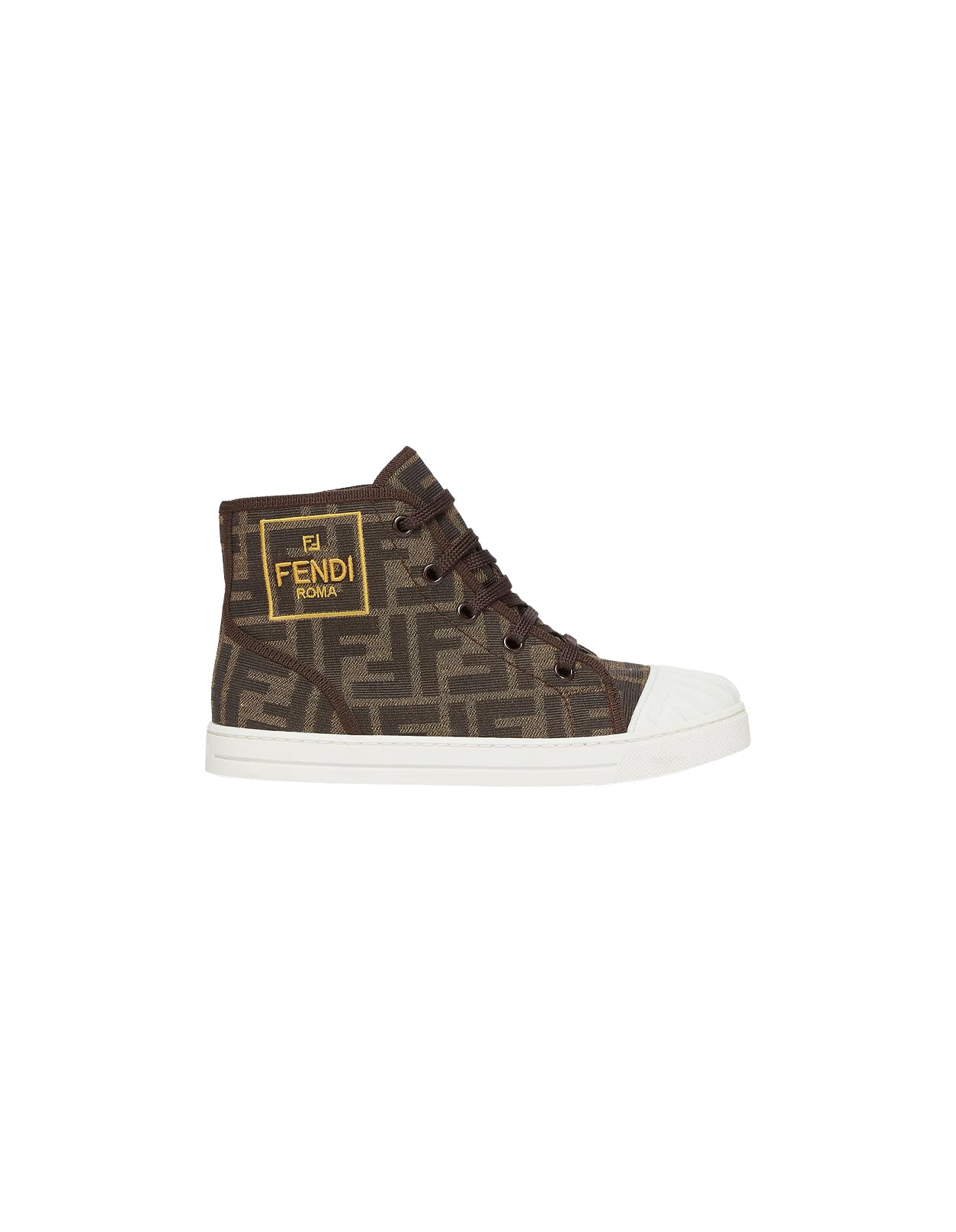 Fendi Kids' Mid-top Sneakers With All-over Ff Logo In Multi