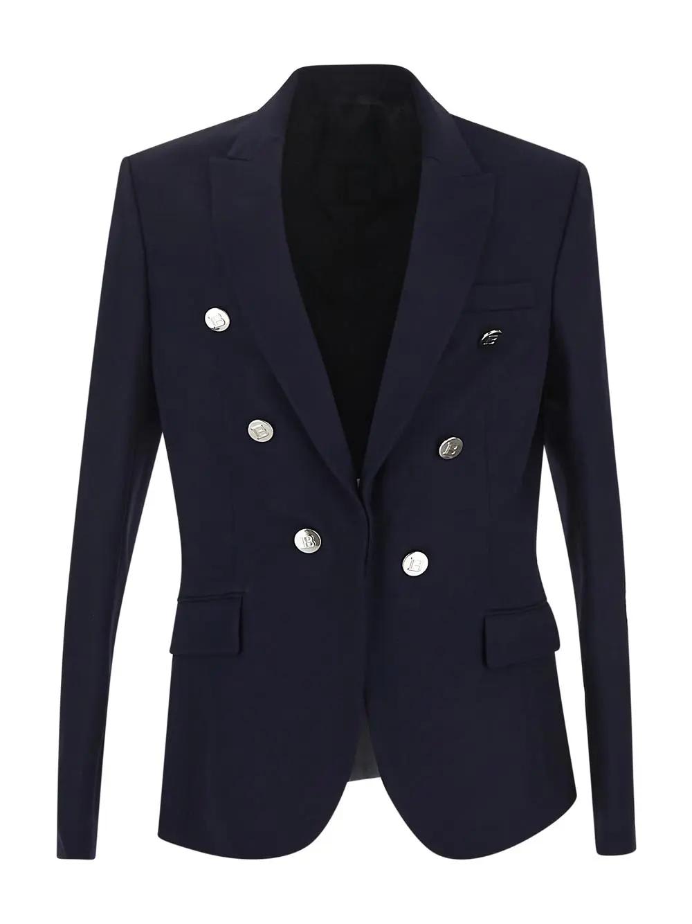 Balmain 6-button Wool Jacket In Blue