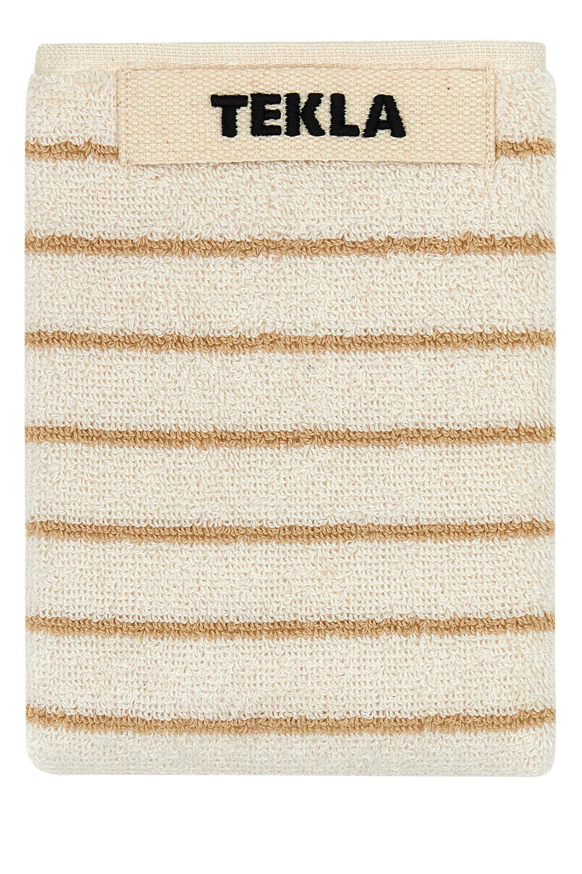 Tekla Embroidered Terry Towel In Orange
