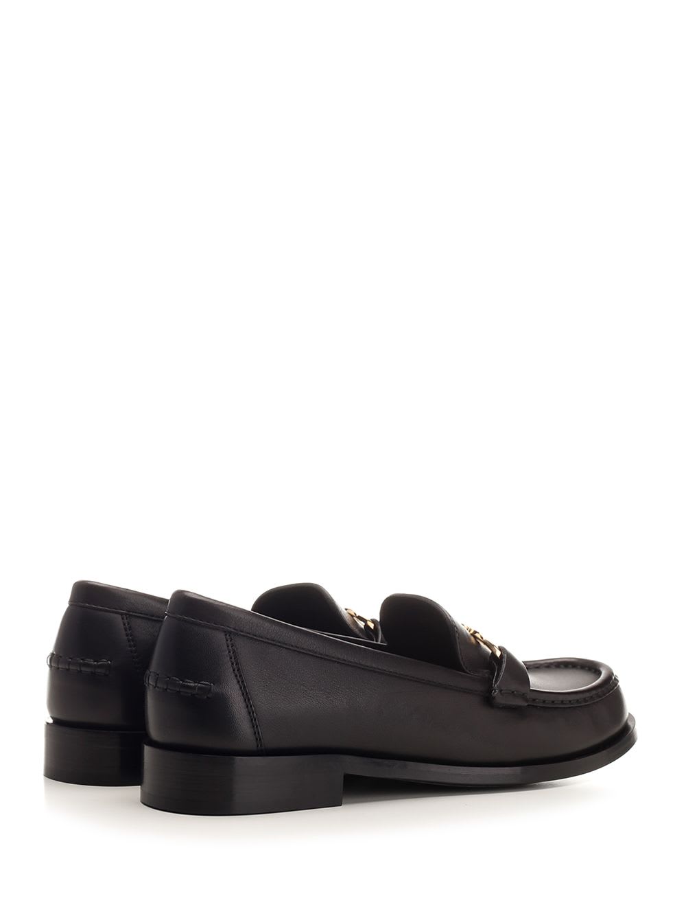 Shop Ferragamo Black Gancini Loafer