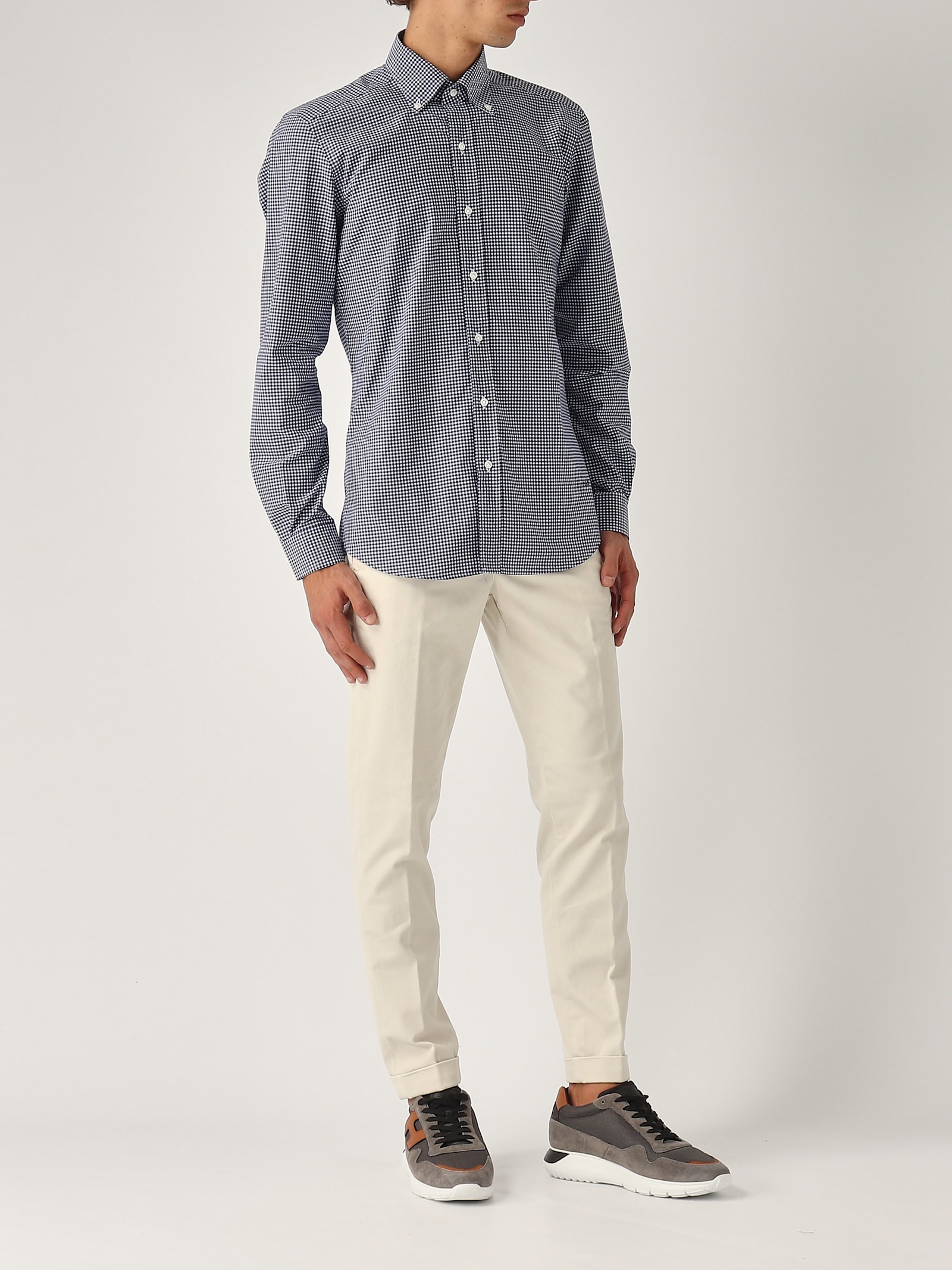 Shop Fay Camicia Button Down Shirt In Vichy Blu