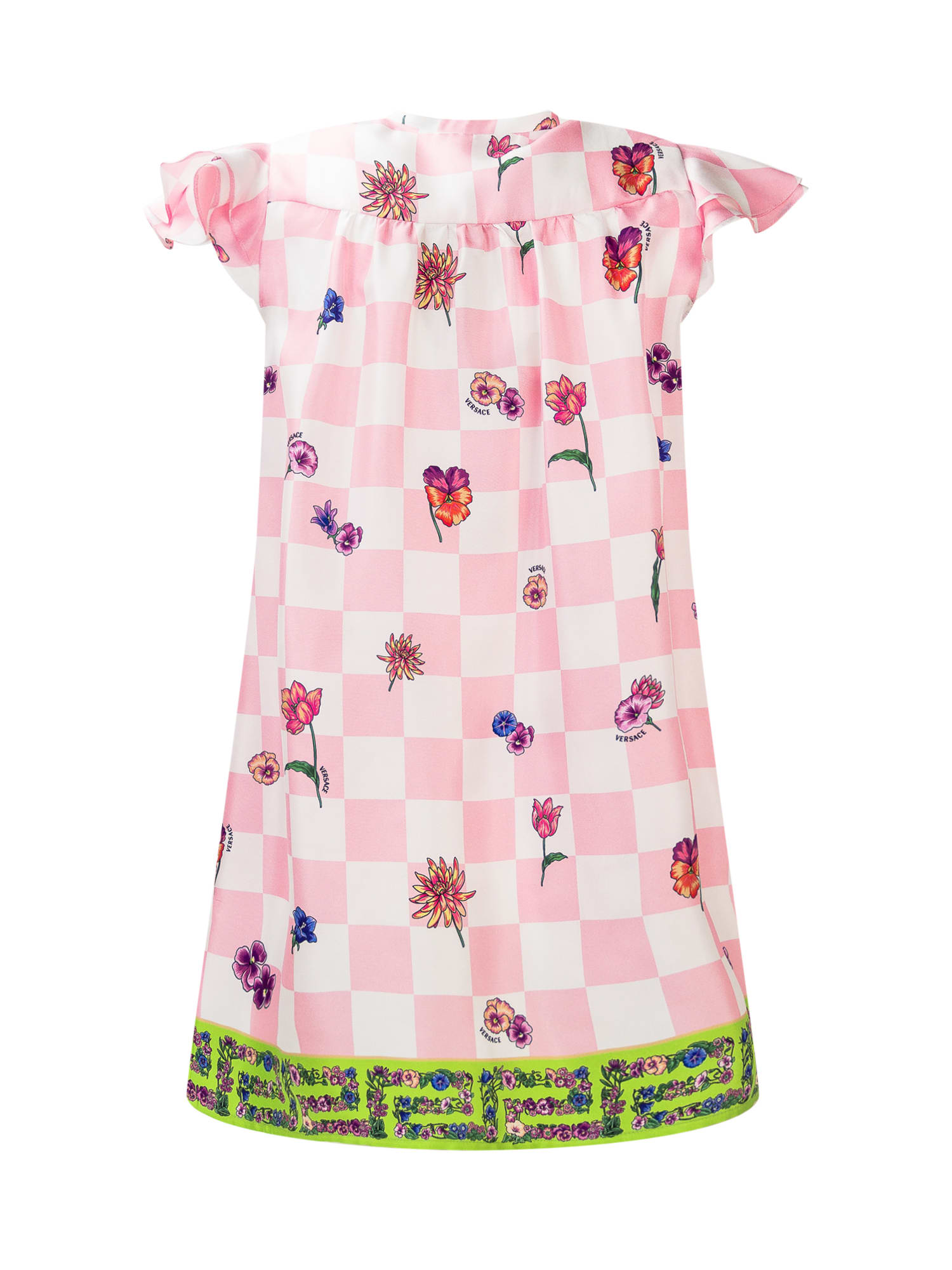 Shop Young Versace Blossom Dress In Bianco-tutu Pink-apple
