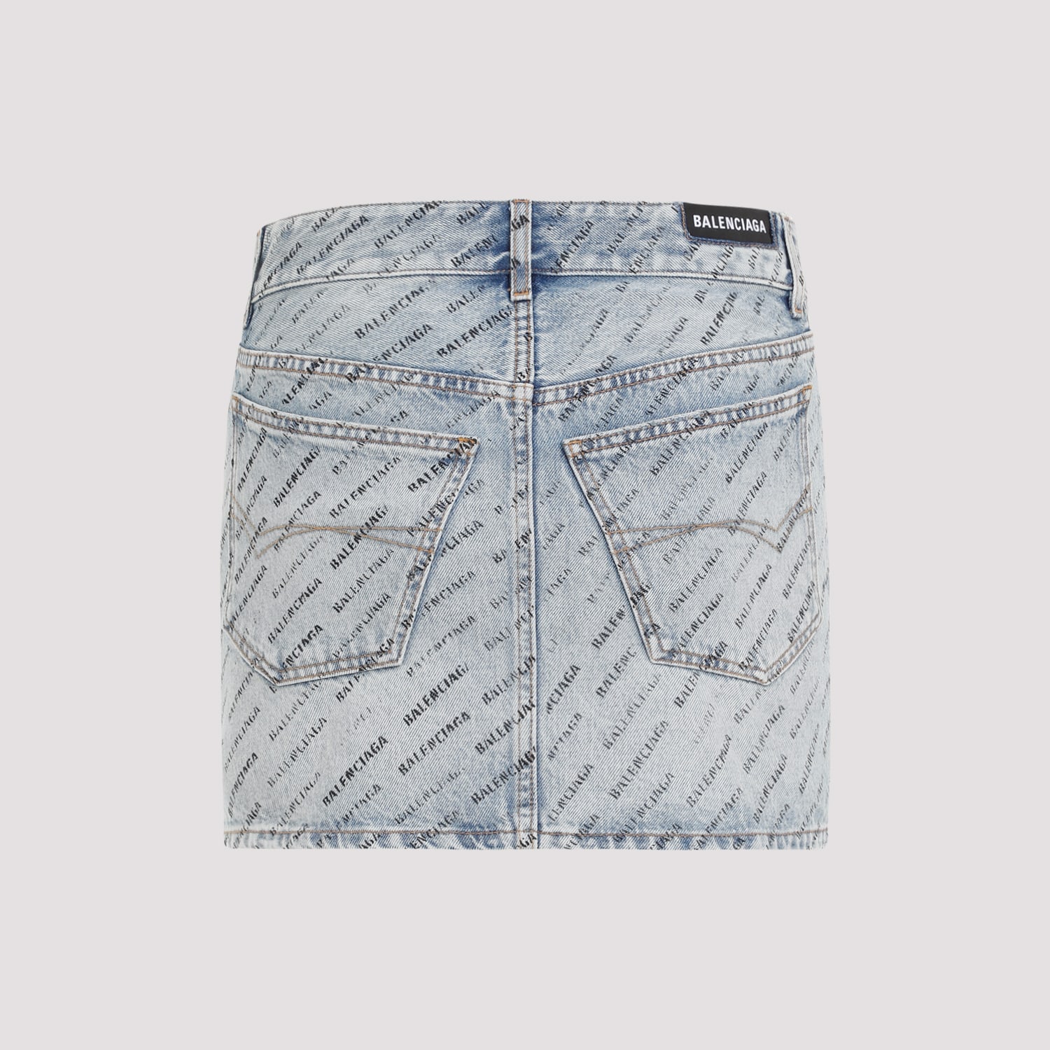 Shop Balenciaga Low Waist Mini Skirt In Iced Blue