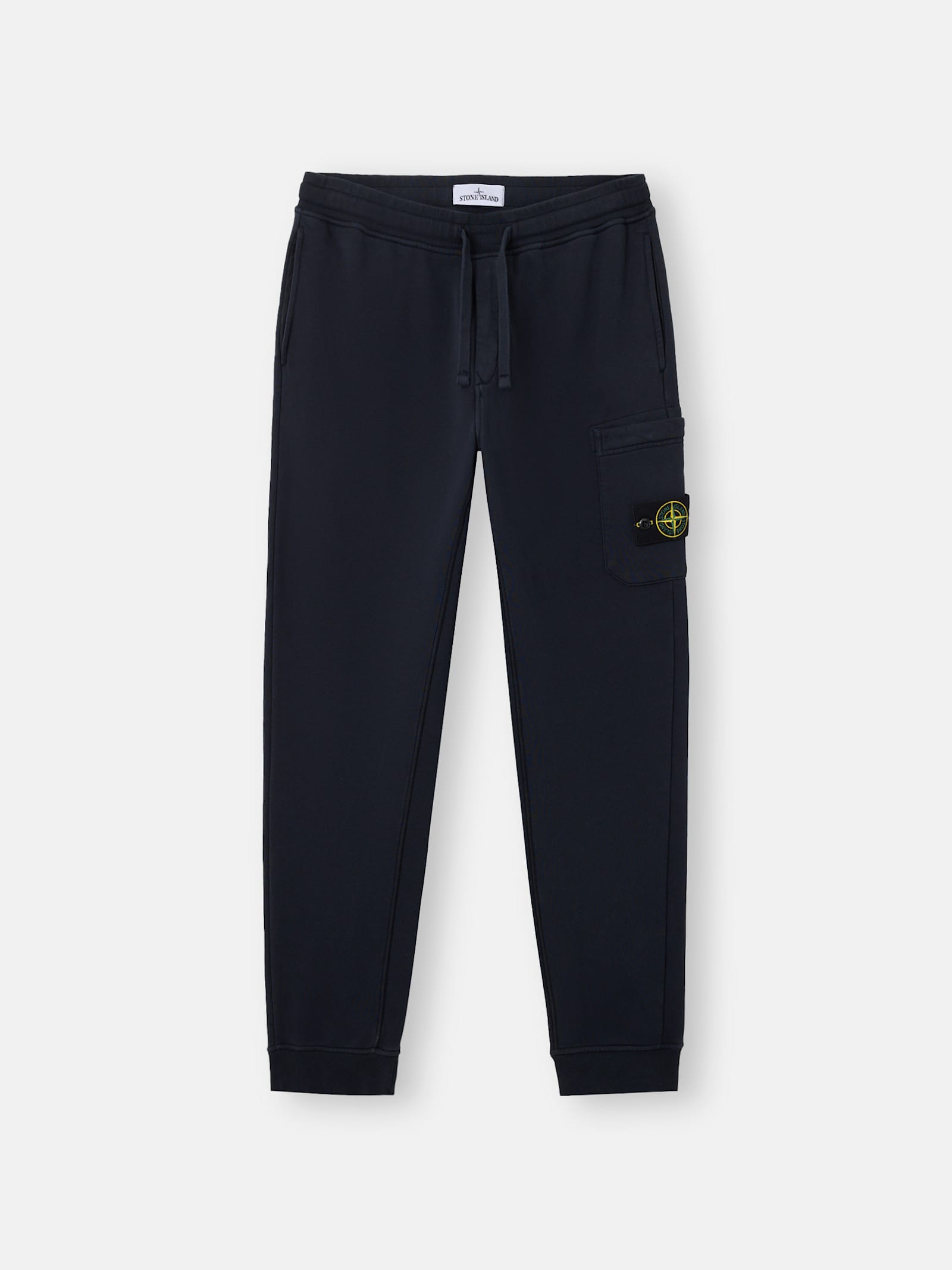 Stone Island Navy Blue Trousers With Elasticated Drawstring