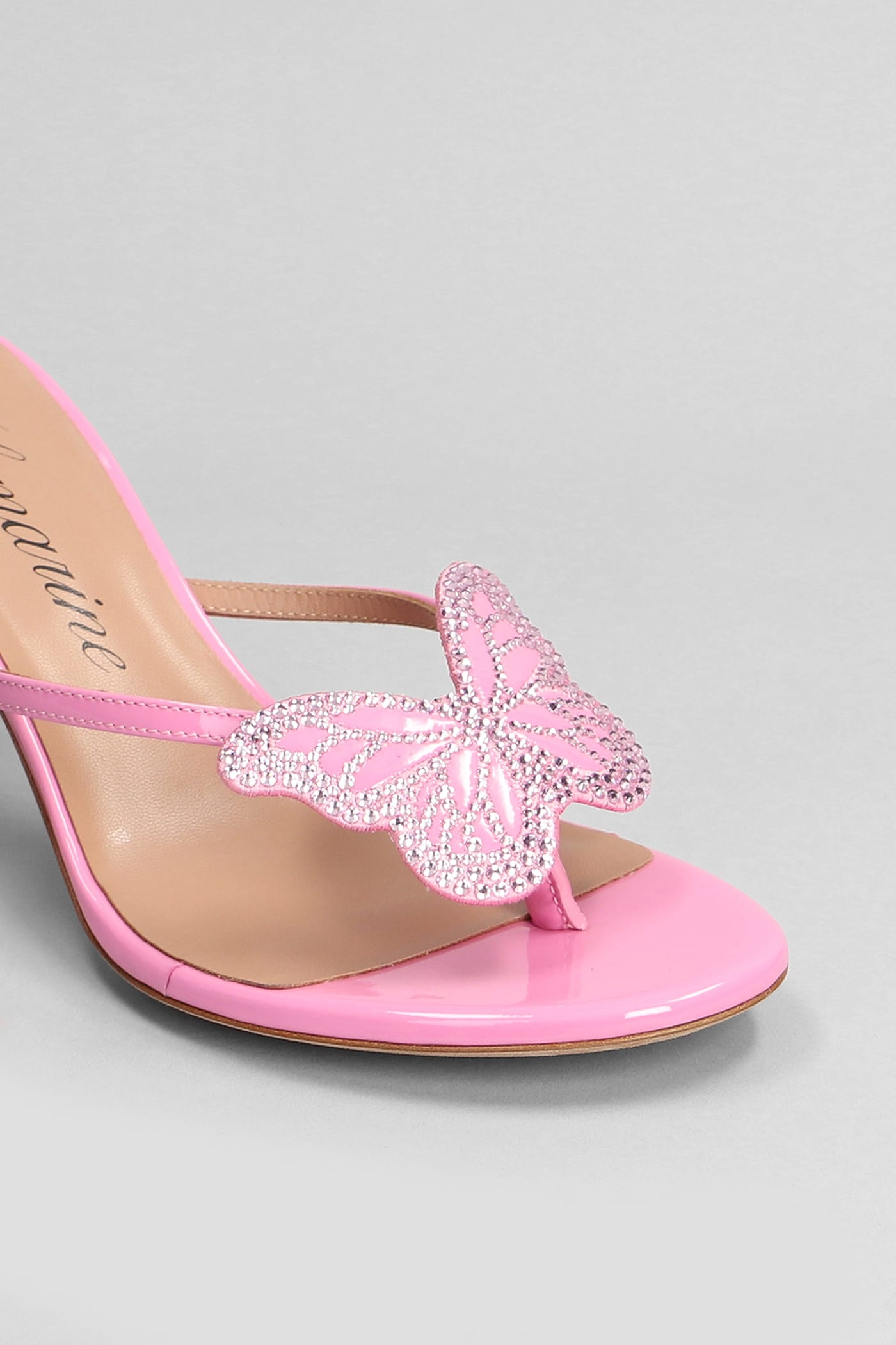 Shop Blumarine Butterfly Slipper-mule In Rose-pink Patent Leather