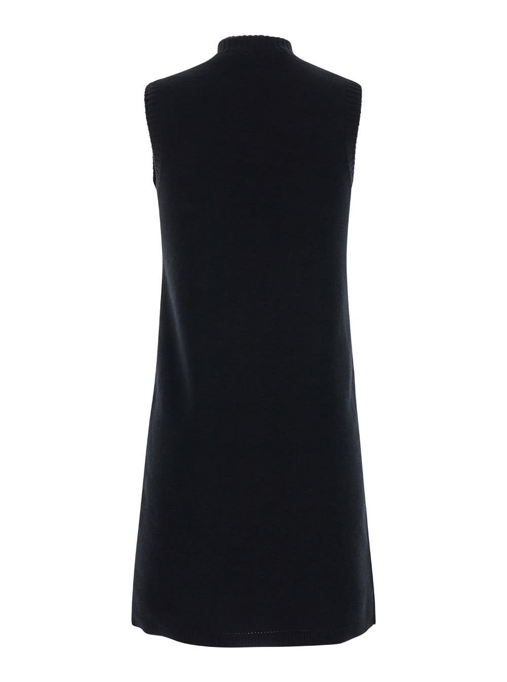 Shop Versace Black Mini Sleeveless Dress With Medusa Detail In Knit Woman