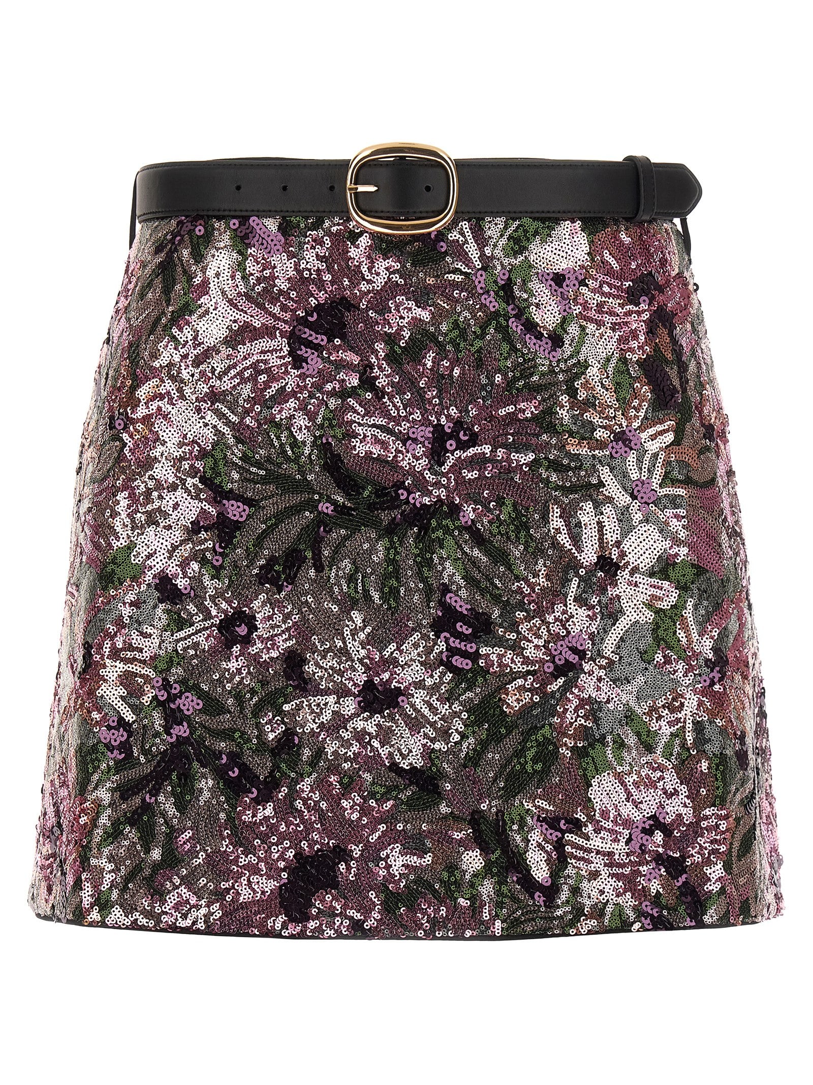 Self-portrait Floral Sequin Mini Skirts Pink In Pink