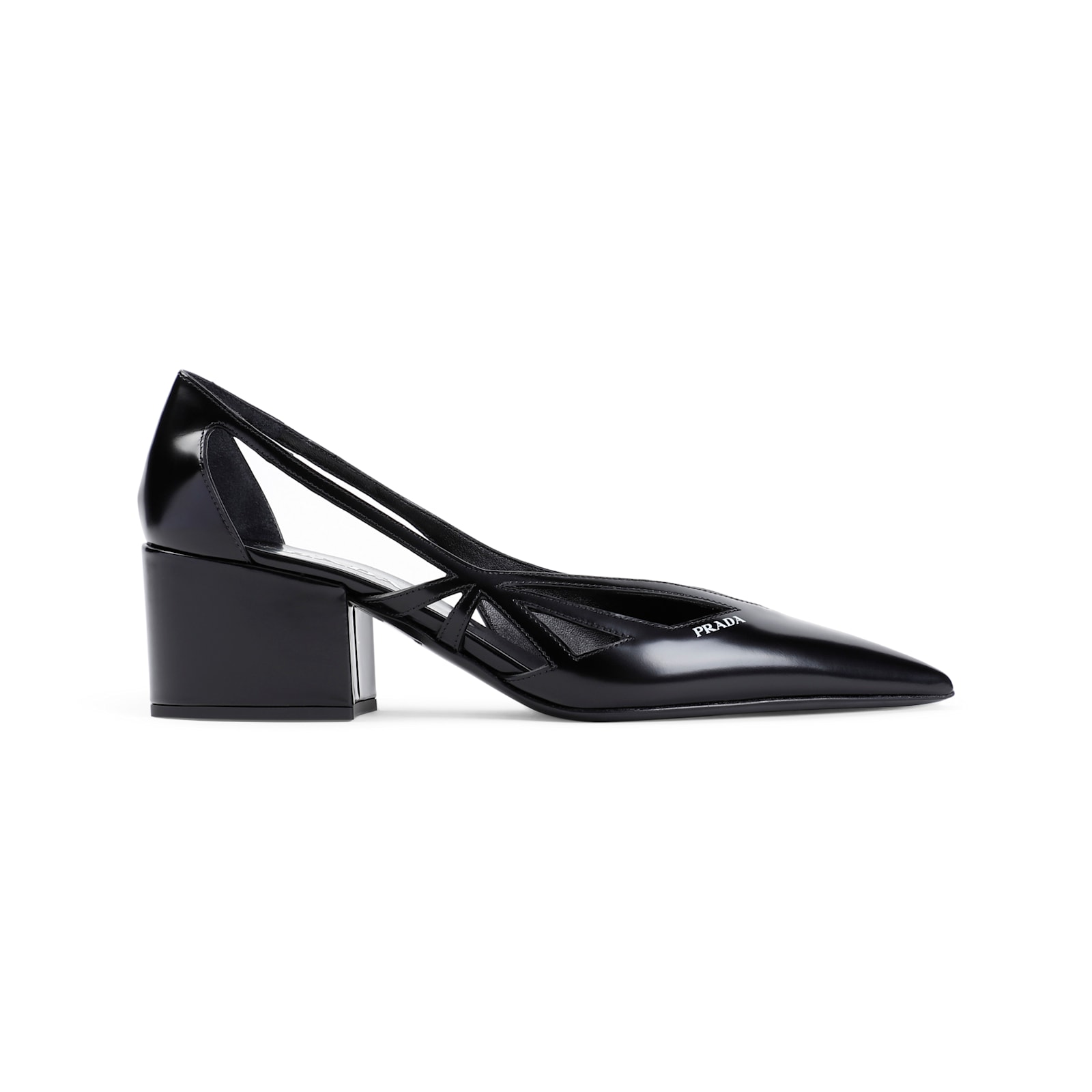 Prada Leather Cutout Block-heel Pumps In Animal Print