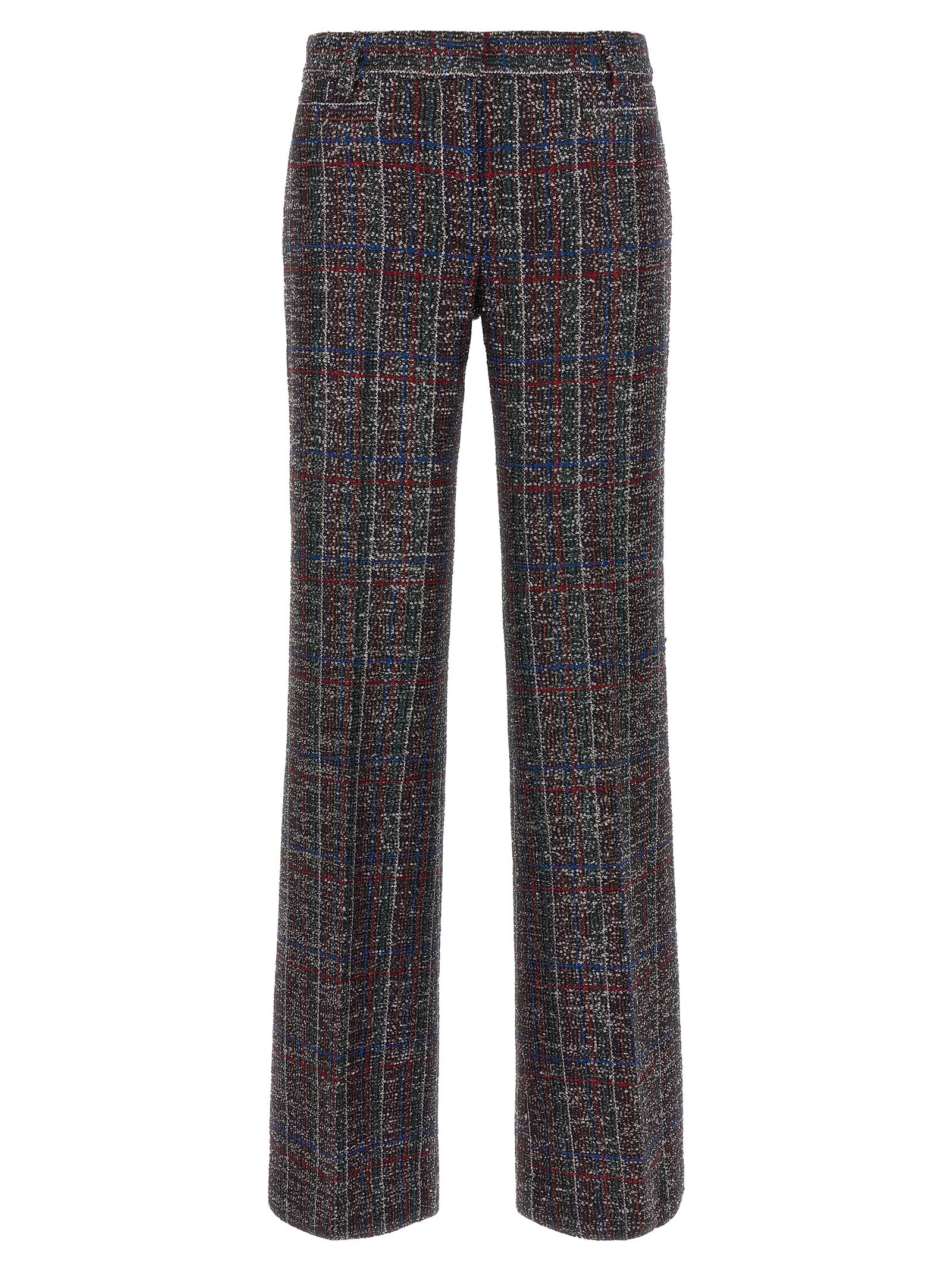Missoni Tartan Pattern Sequin Straight Leg Trousers In Multi