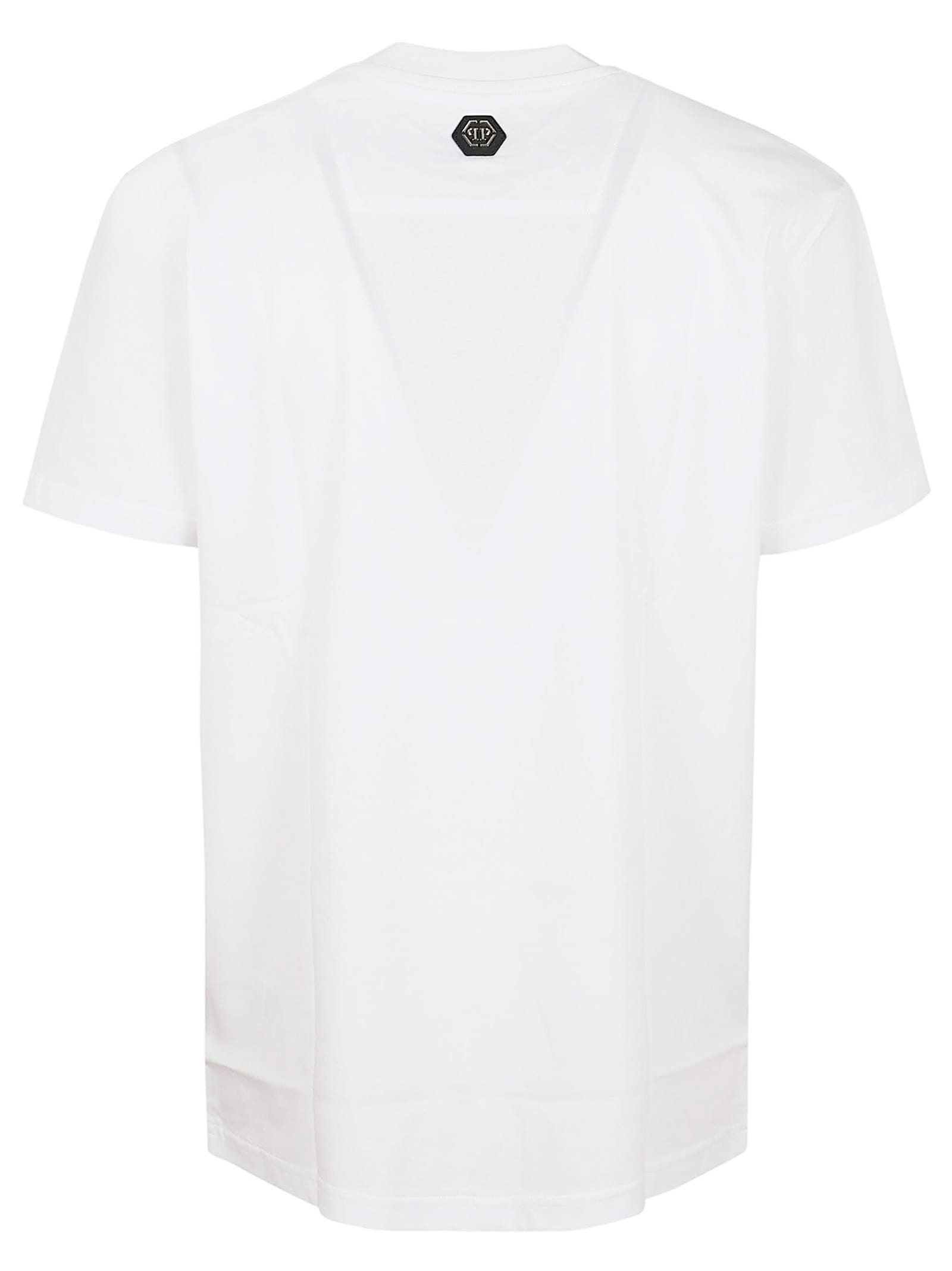 Shop Philipp Plein T-shirt Round Neck Ss Skull In White