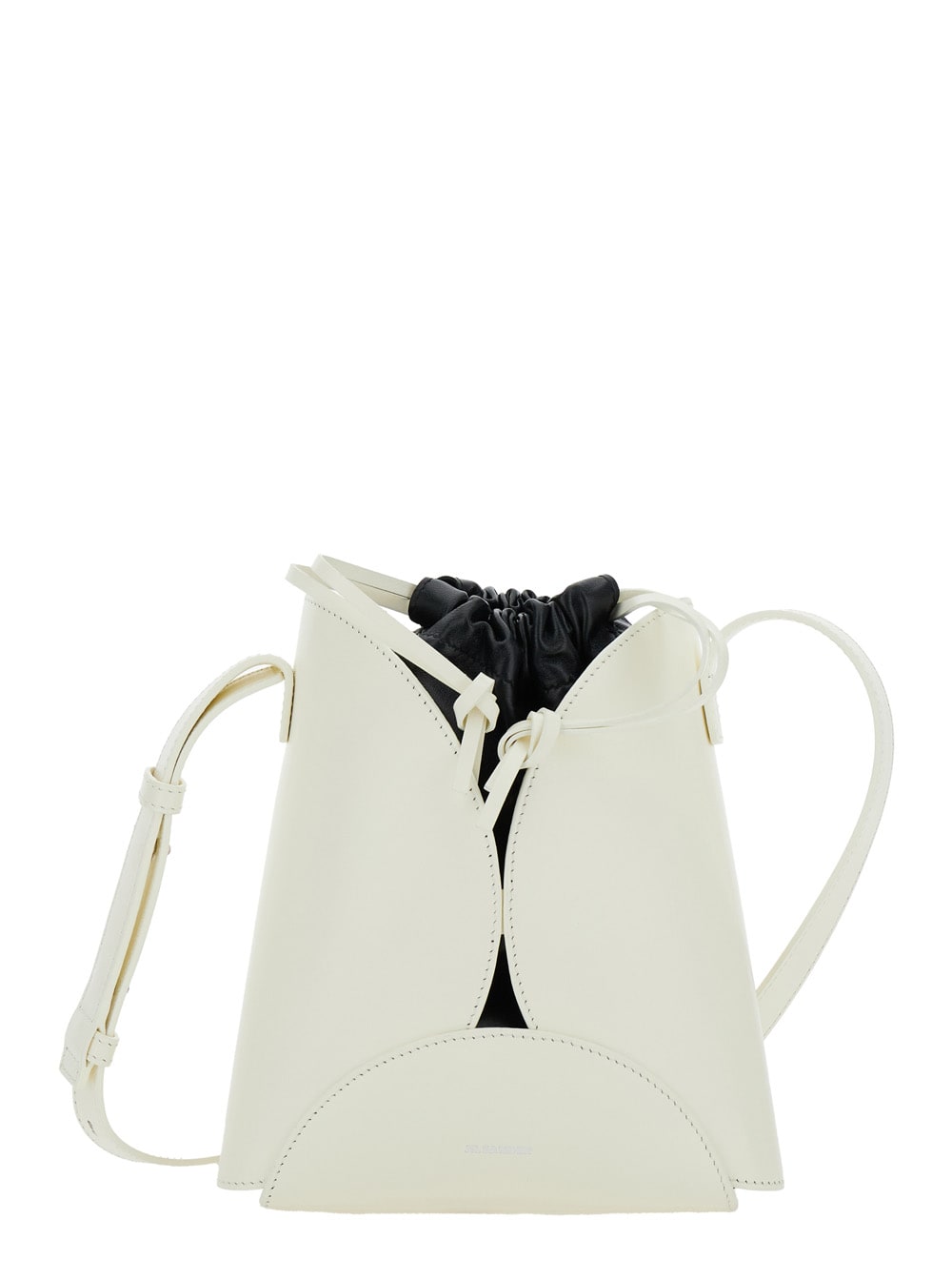 Shop Jil Sander Curve White Crossbody Bag With Embossed Leather In Leather Woman