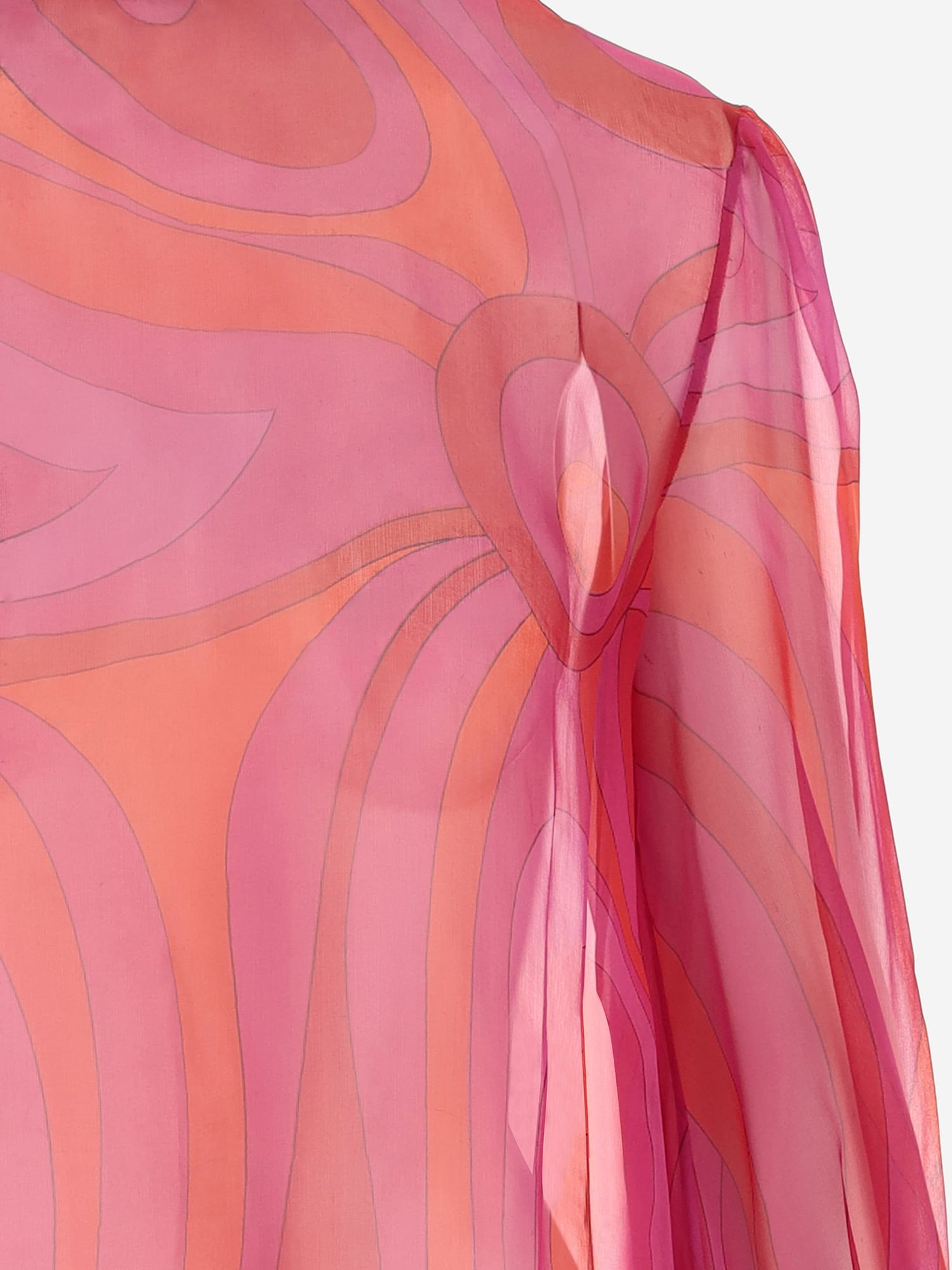 Shop Pucci Silk Chiffon Blouse With Marble Print In Red