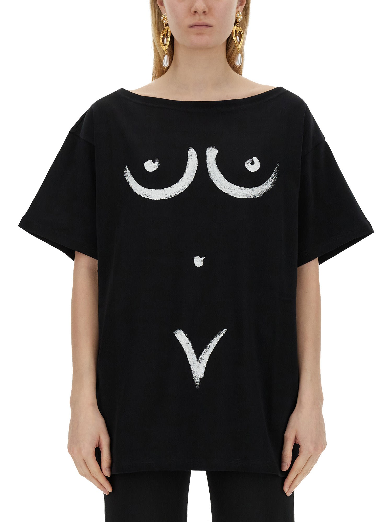 Shop Moschino Interlock Body Print T-shirt In Black