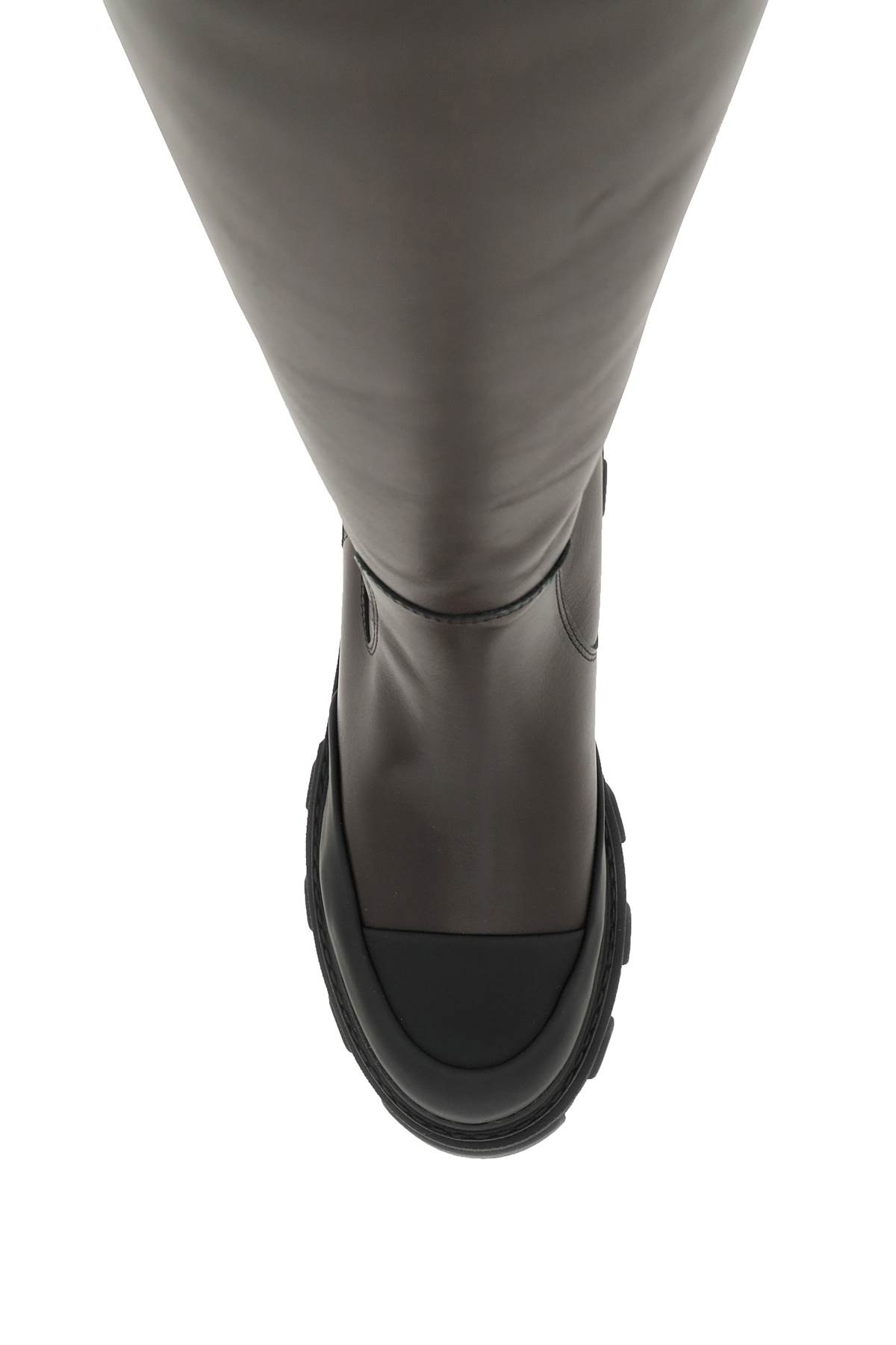 Shop Ganni Tubular Leather Boots In Chicory Coffee (brown)