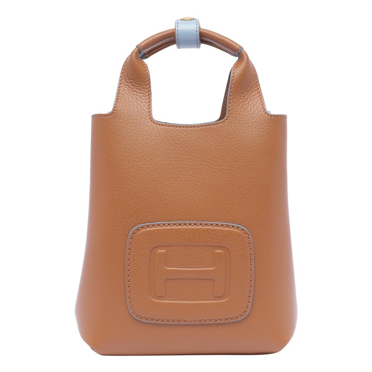 Shop Hogan H-bag Logo Embossed Mini Shopping Bag In Cuoio