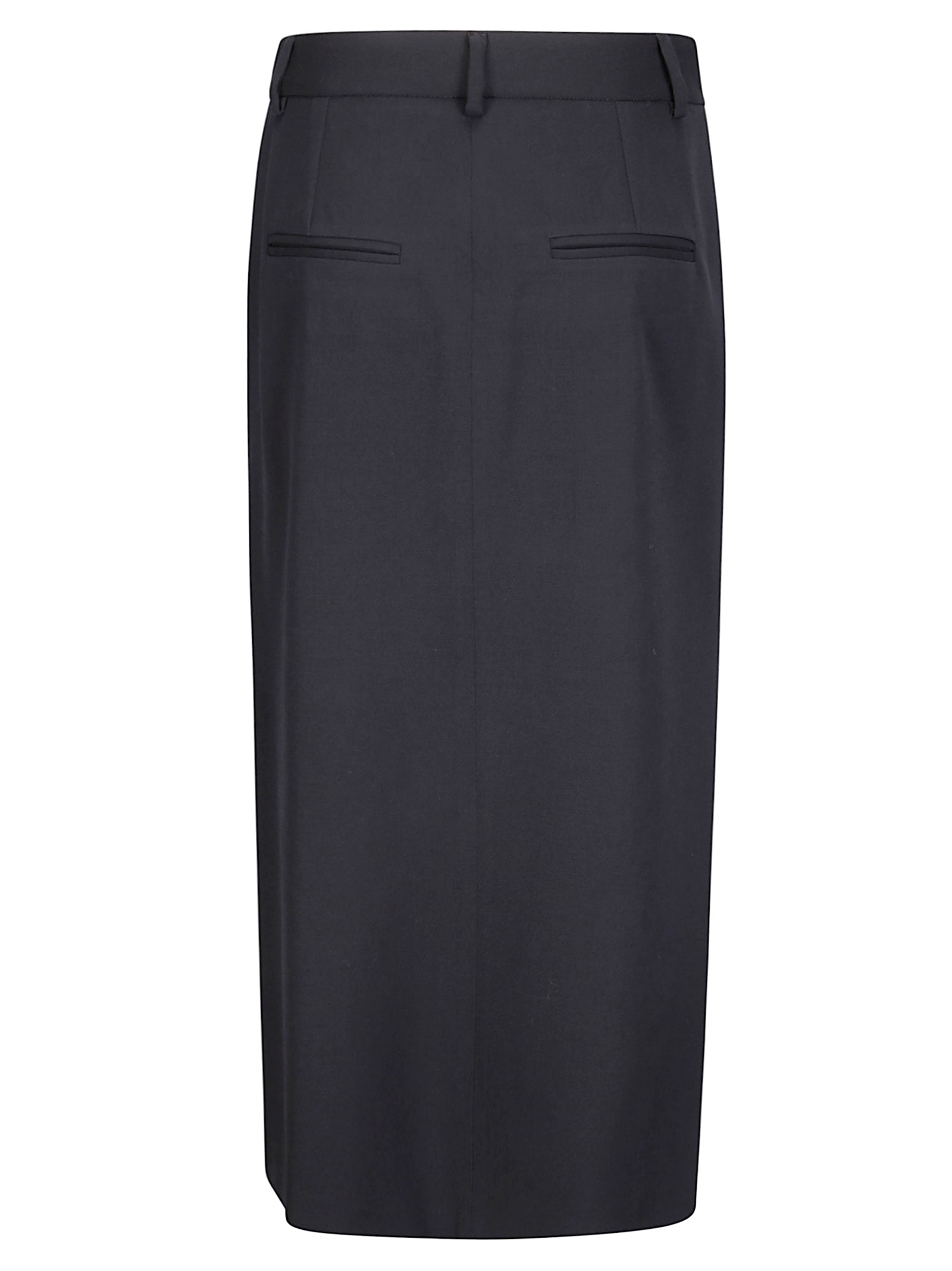 Alberto Biani Black Midi Skirt With Front Slit In Blue