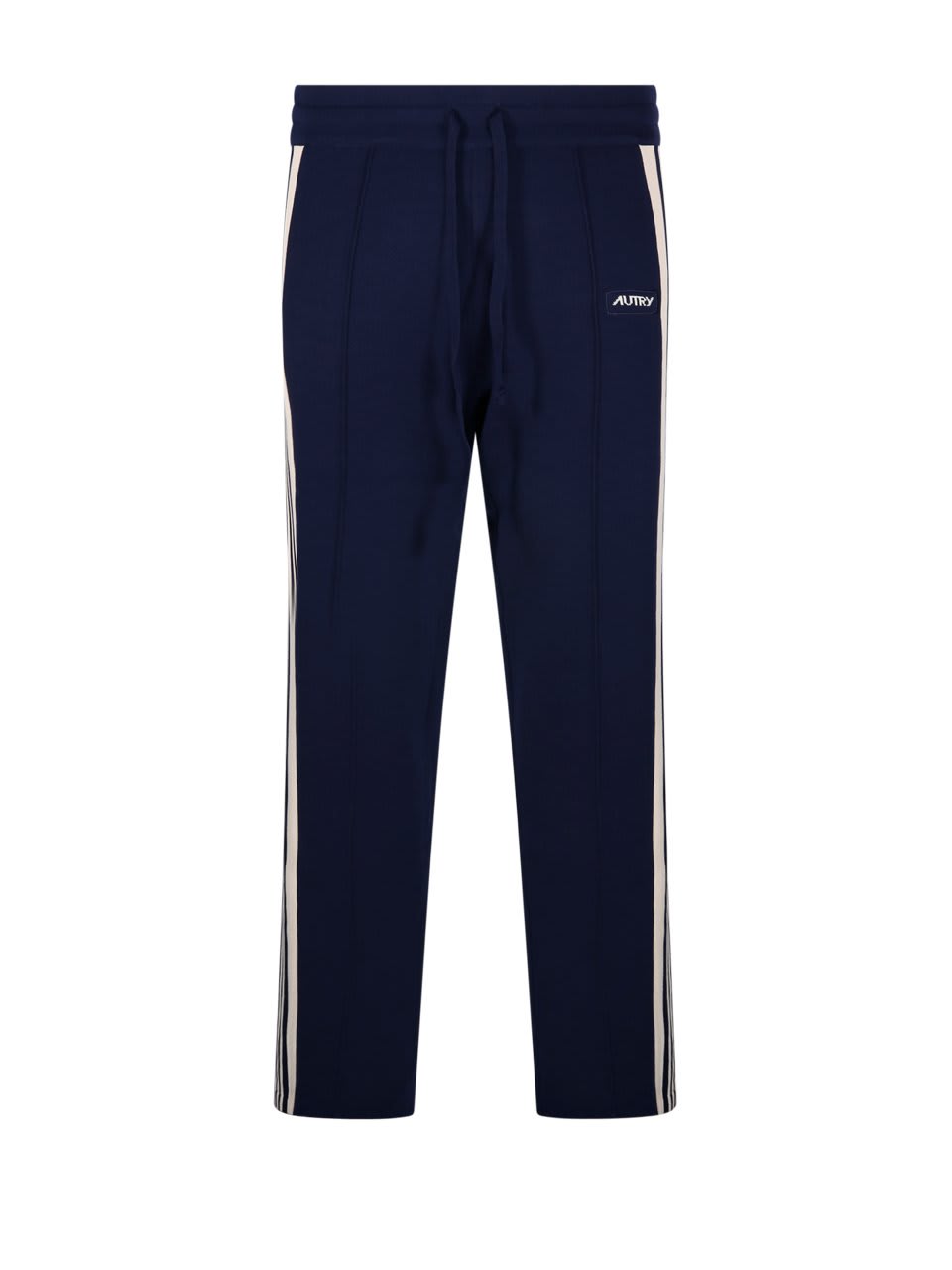 Shop Autry Logo Patch Drawstring Trousers In Knit Blue